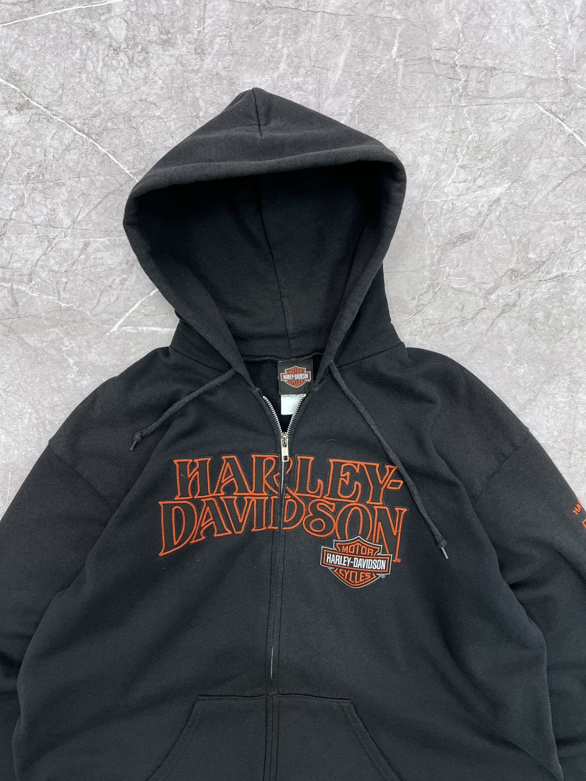 Harley Davidson × Japanese Brand Vintage Y2K BOXY Harley Davidson Printed zip up Hoodie Size US L / EU 52-54 / 3 - 3 Thumbnail