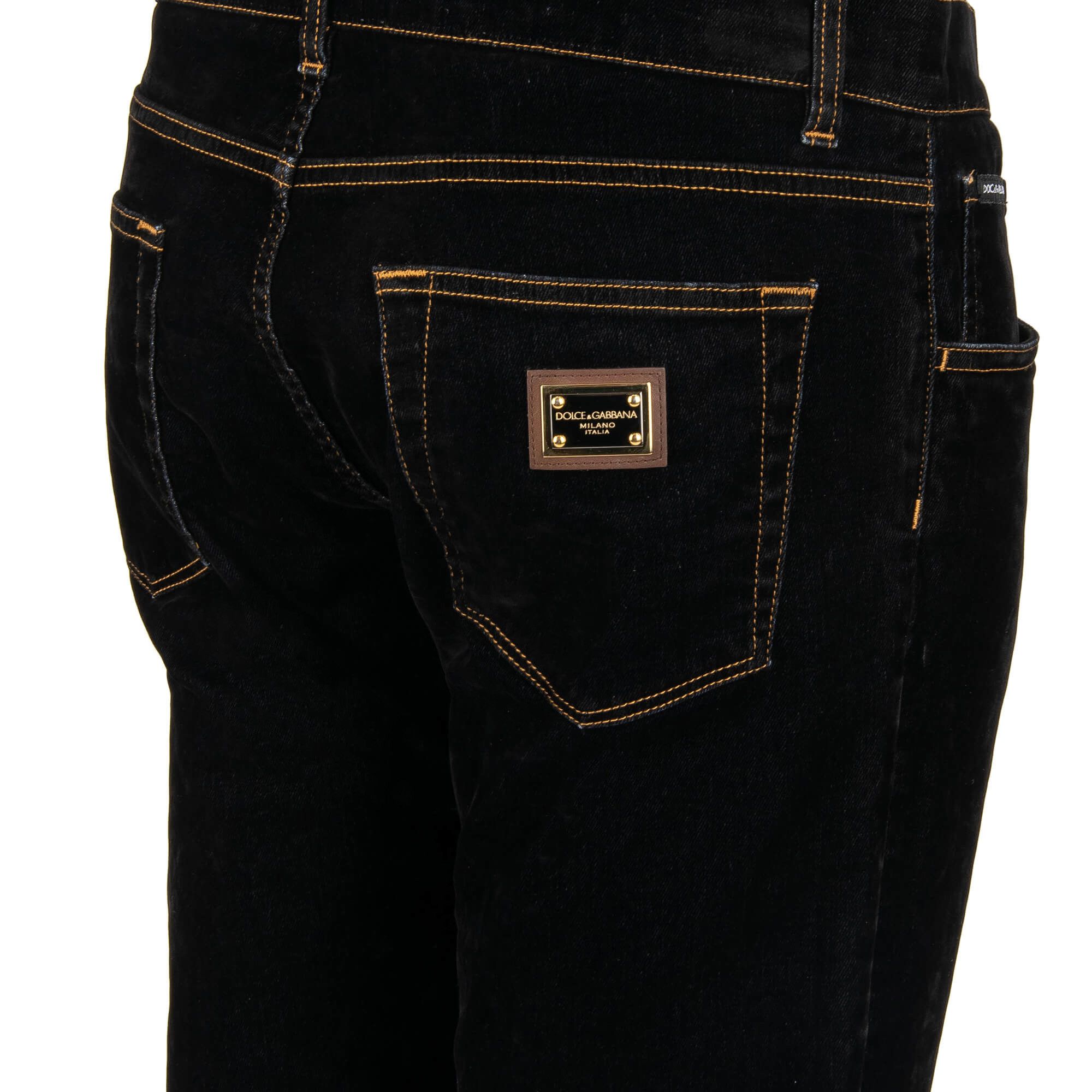 Dolce & Gabbana o1y0125 5-Pocket Velvet Pant in Black Size US 28 / EU 44 - 4 Thumbnail