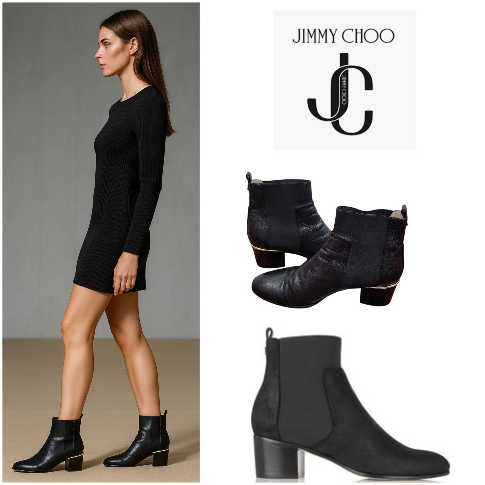 Jimmy Choo Jimmy Choo Black Leather Chelsea Ankle Boots US10/EU41 Size US 10 / IT 40 - 16 Thumbnail