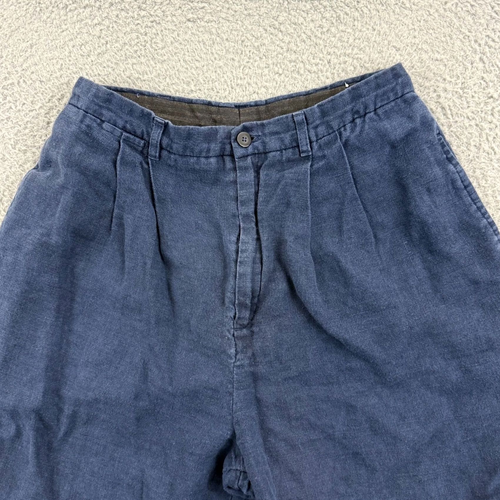 Lands' End VINTAGE Lands' End Bermuda Shorts Womens 6 Blue Linen High Rise 8" Pocket Pockets 80s 90s Preppy USA Mens Womens Girls Size 28" / US 6 / IT 42 - 4 Thumbnail