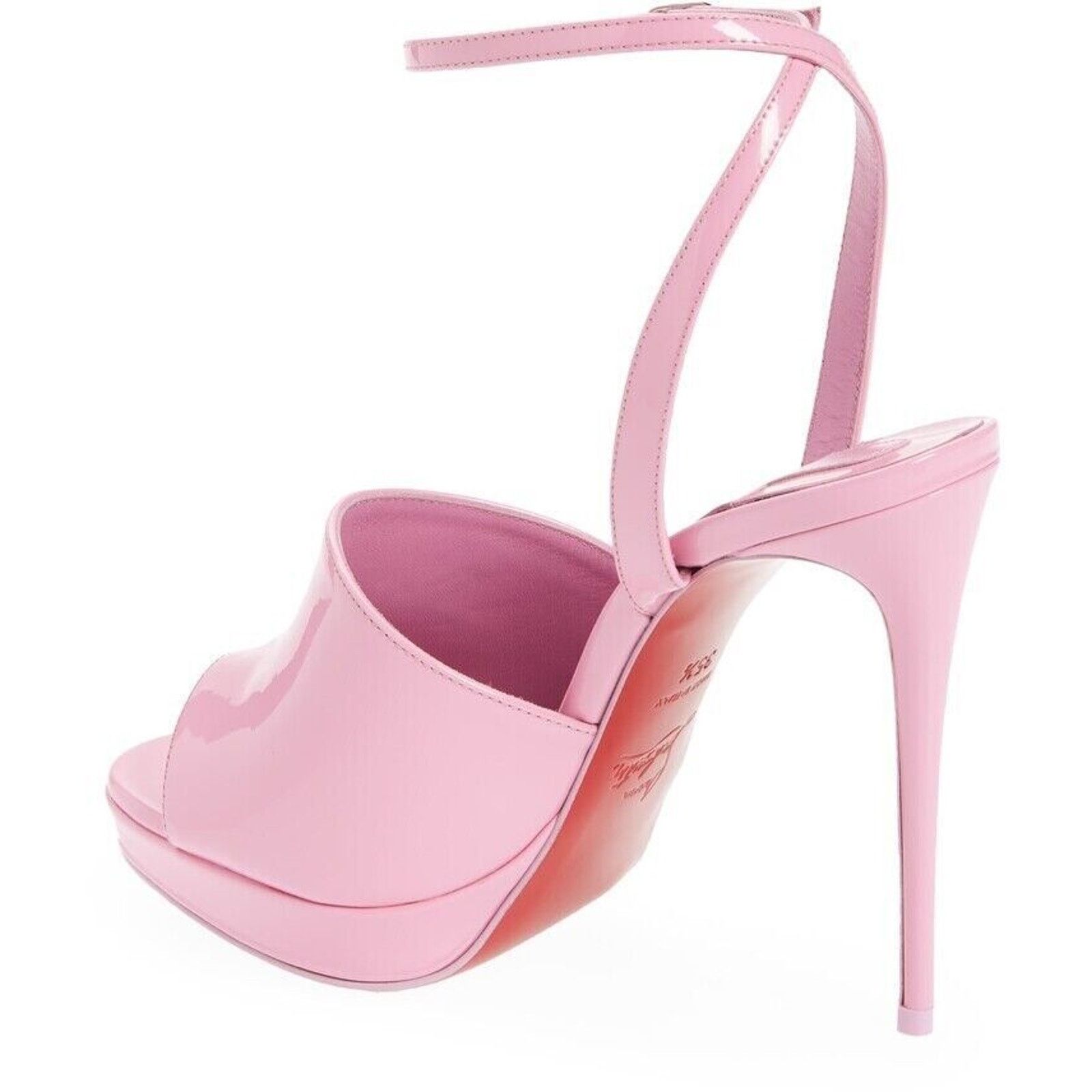 Christian Louboutin Miradona 120 Pink Patent Ankle Strap Sandal Heel Pump 40 Size US 10 / IT 40 - 8 Thumbnail