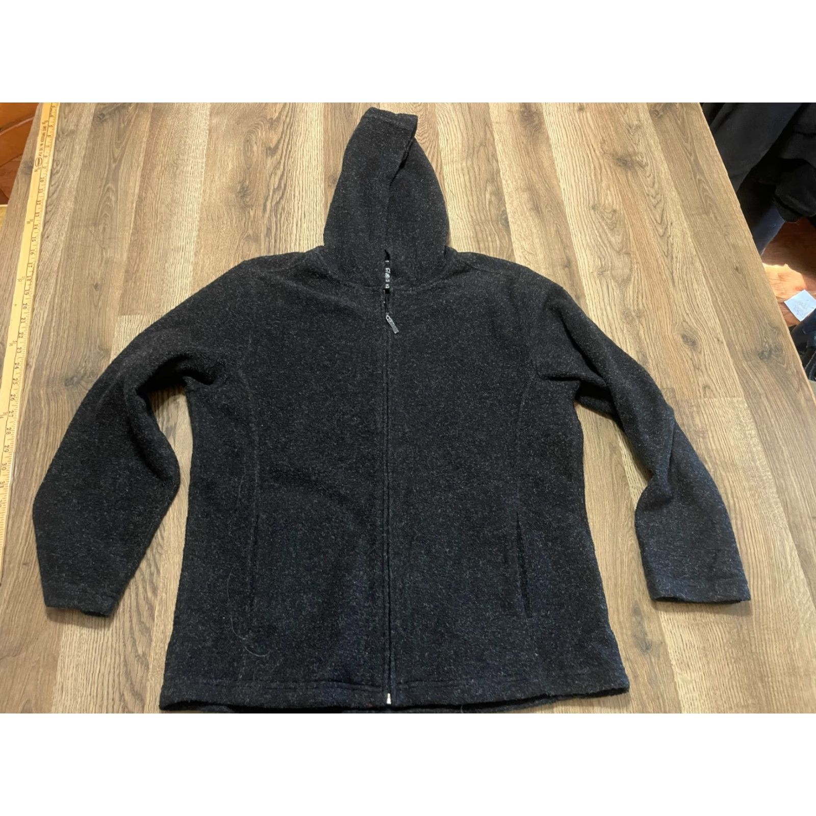Vintage Carolyn Taylor By Design Hoodie Womens Size Medium Black Full Zip Pockets Size M / US 6-8 / IT 42-44 - 2 Thumbnail