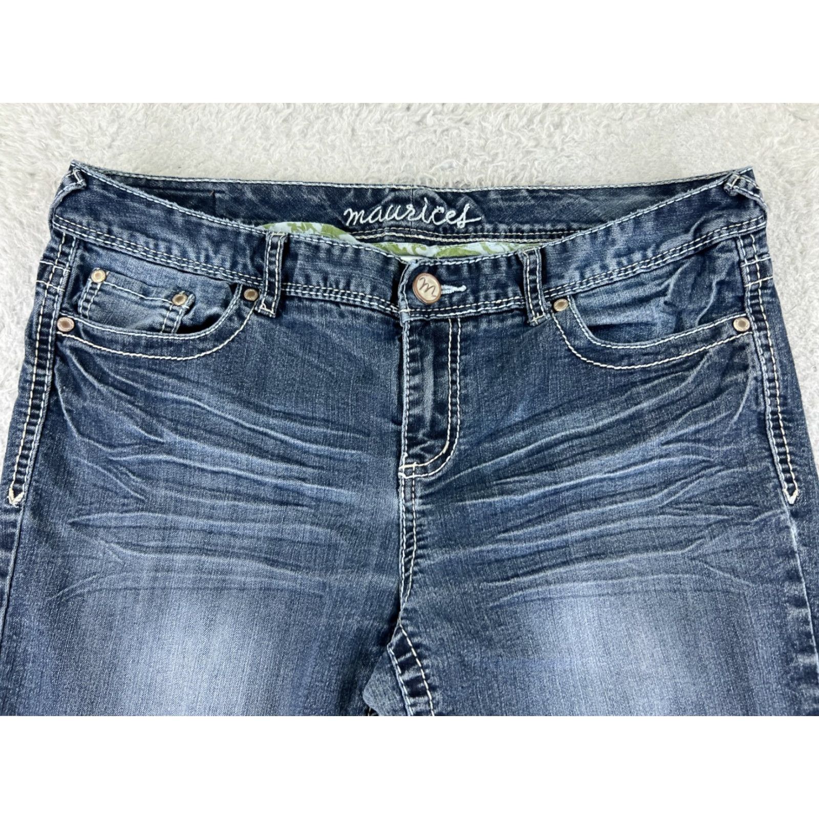Vintage Maurices Jeans Womens 32x31 Blue Denim Bootcut Embroidered Cotton Blend Regular Inseam 31 5-Pocket Design Vintage No N/A Size 32" / US 10 / IT 46 - 4 Thumbnail