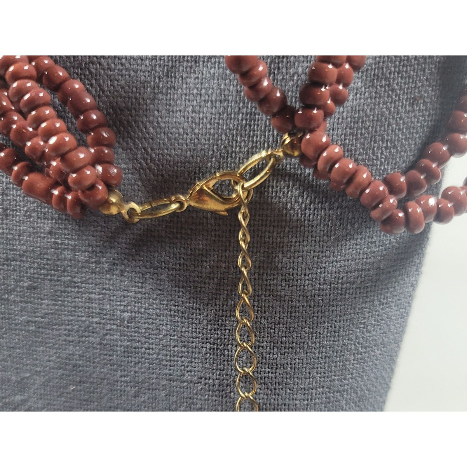 Other Five Strand Brown Wooden Squares Beads 10" Necklace Size ONE SIZE - 4 Thumbnail