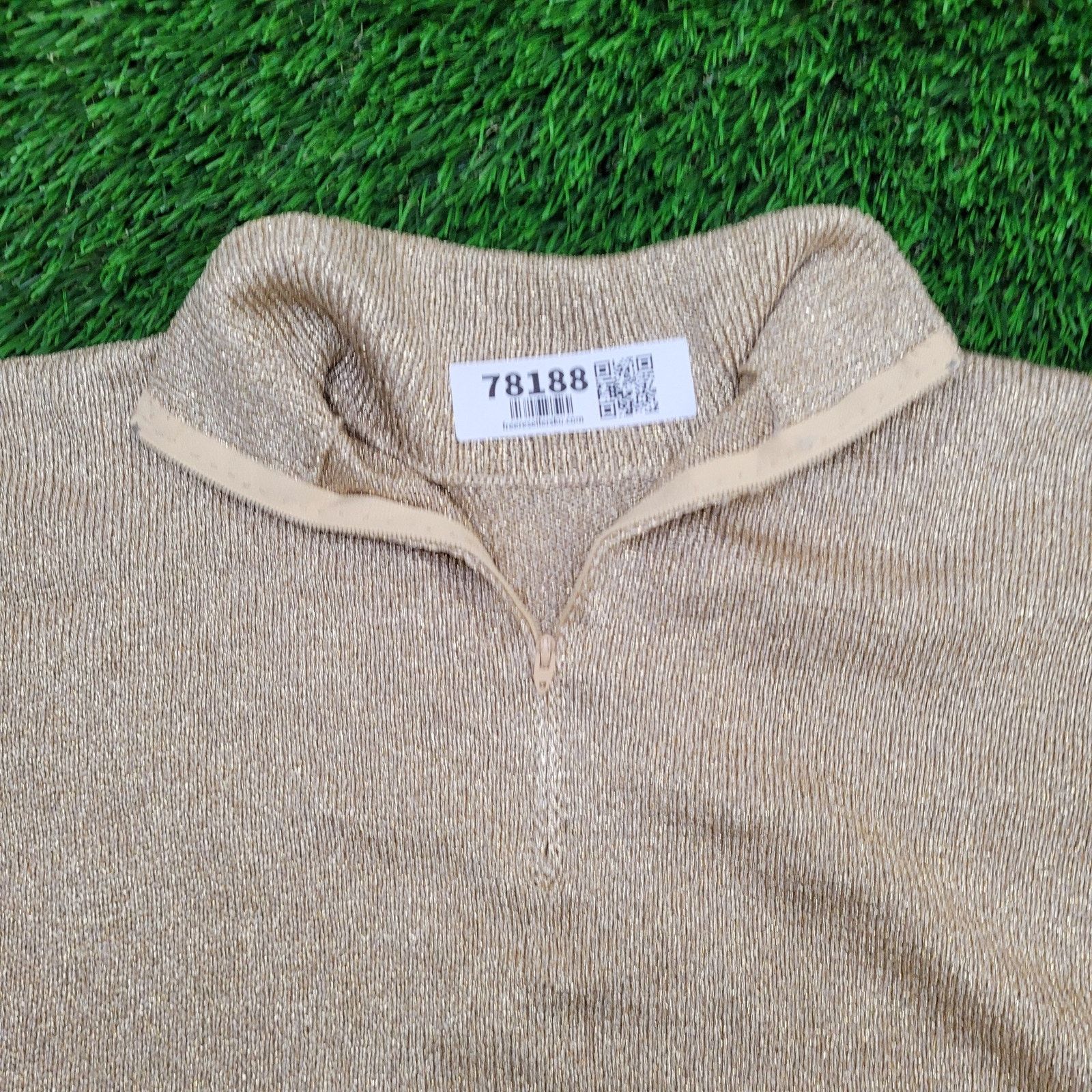Other VTG 70s Gold Metallic Shimmer Sweater 1/4 Zip Lurex Top M Size M / US 6-8 / IT 42-44 - 2 Thumbnail