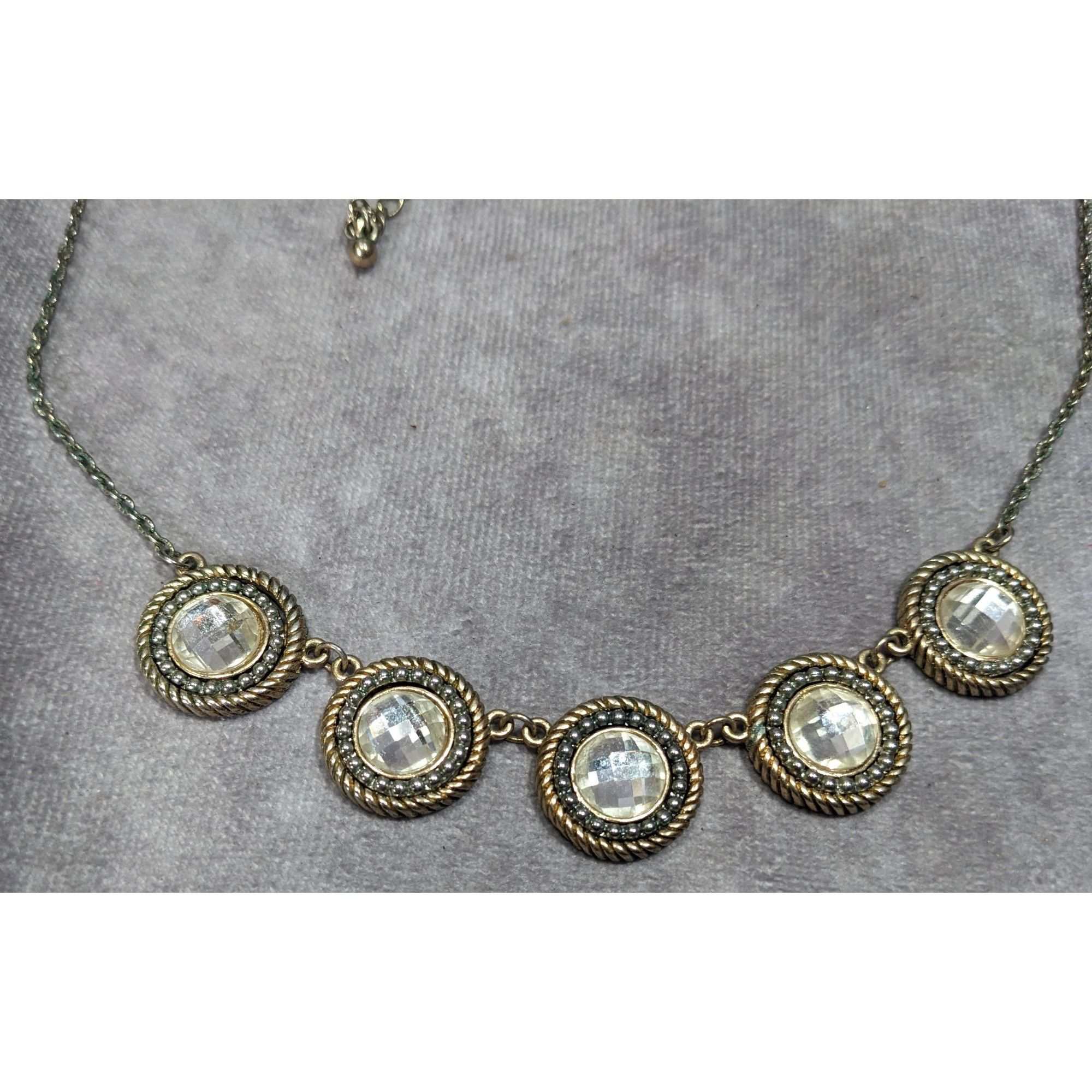 Other Elegant Glam Gold Tone Faceted Glass Gemmed Necklace Size ONE SIZE - 7 Thumbnail