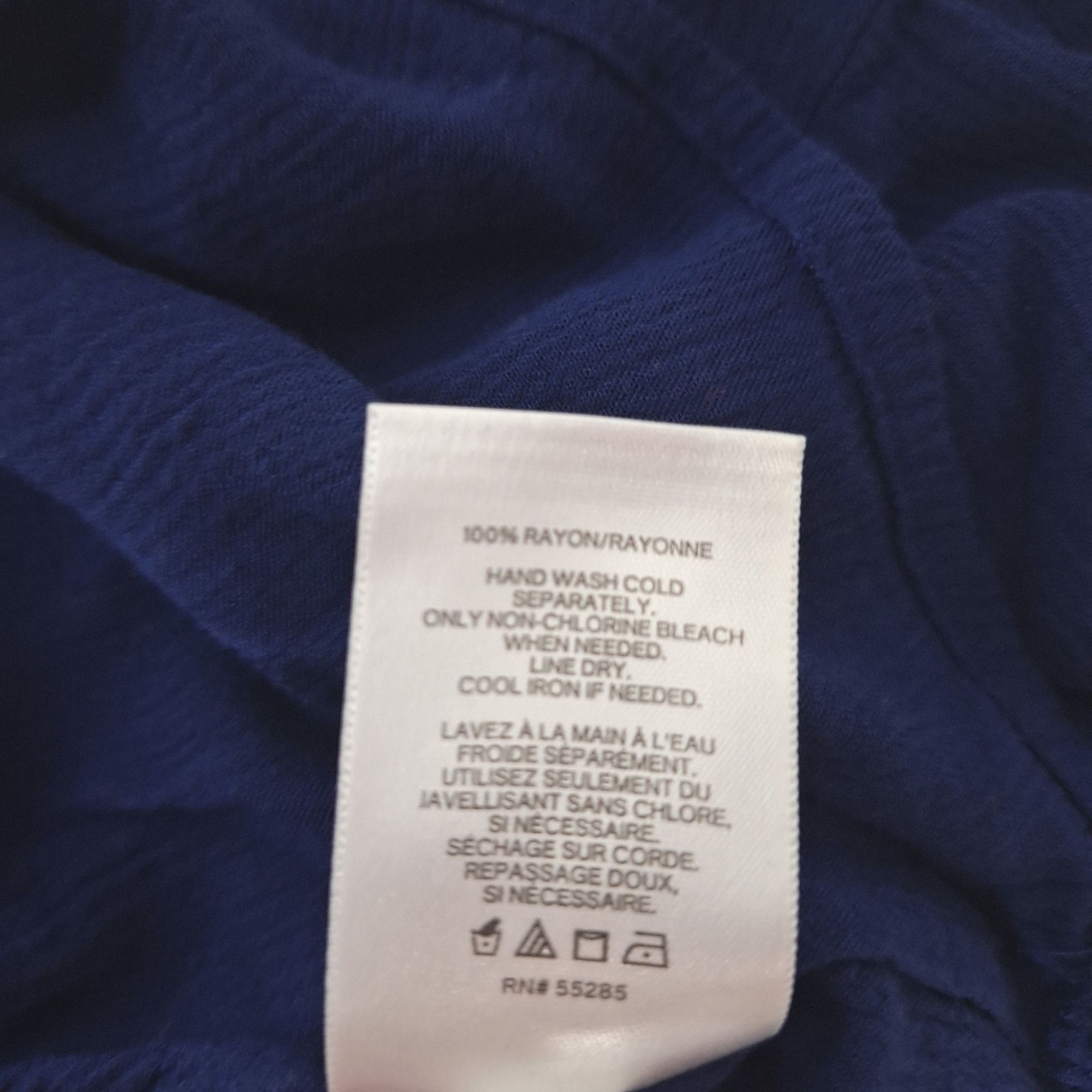 Express Express Royal Blue V-Neck Button Front Tie Front Rayon Blous Size XL / US 12-14 / IT 48-50 - 6 Thumbnail