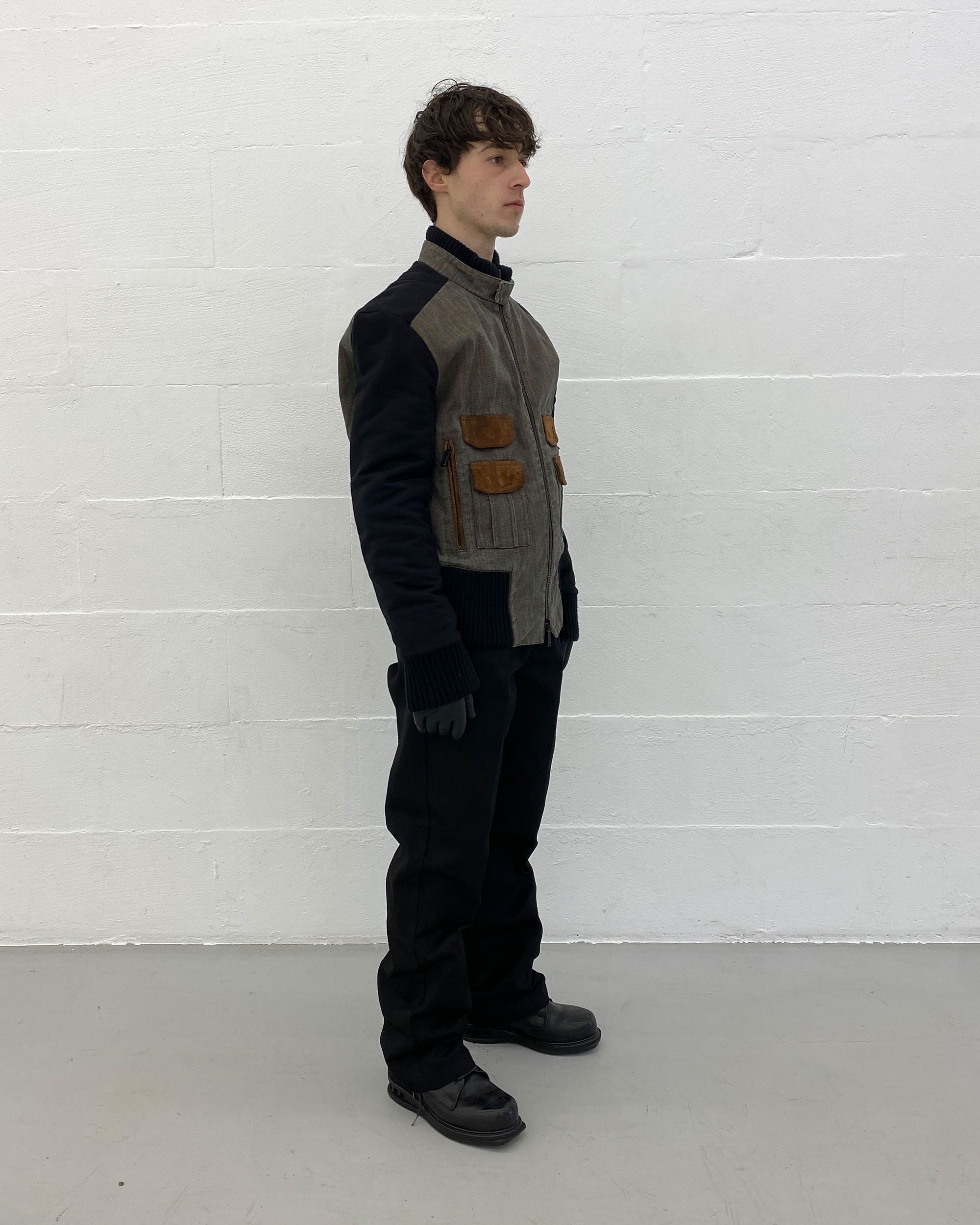Dirk Bikkembergs 2000s Padded Leather Flap Pocket Jacket Size US L / EU 52-54 / 3 - 9 Thumbnail