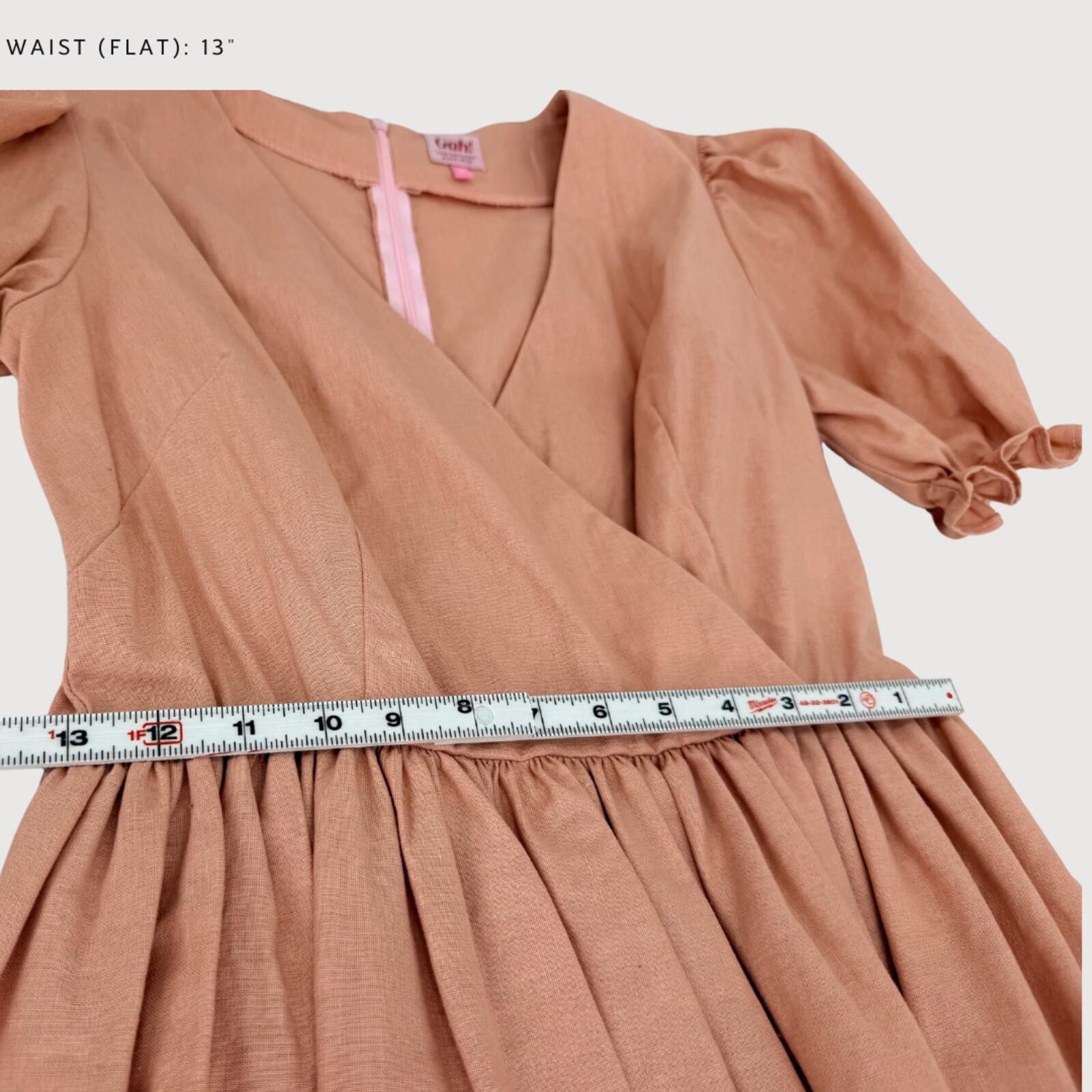 Other Lisa Says Gah Topanga Linen Dress Pink Puff Sleeve M Size 32" / US 10 / IT 46 - 7 Thumbnail