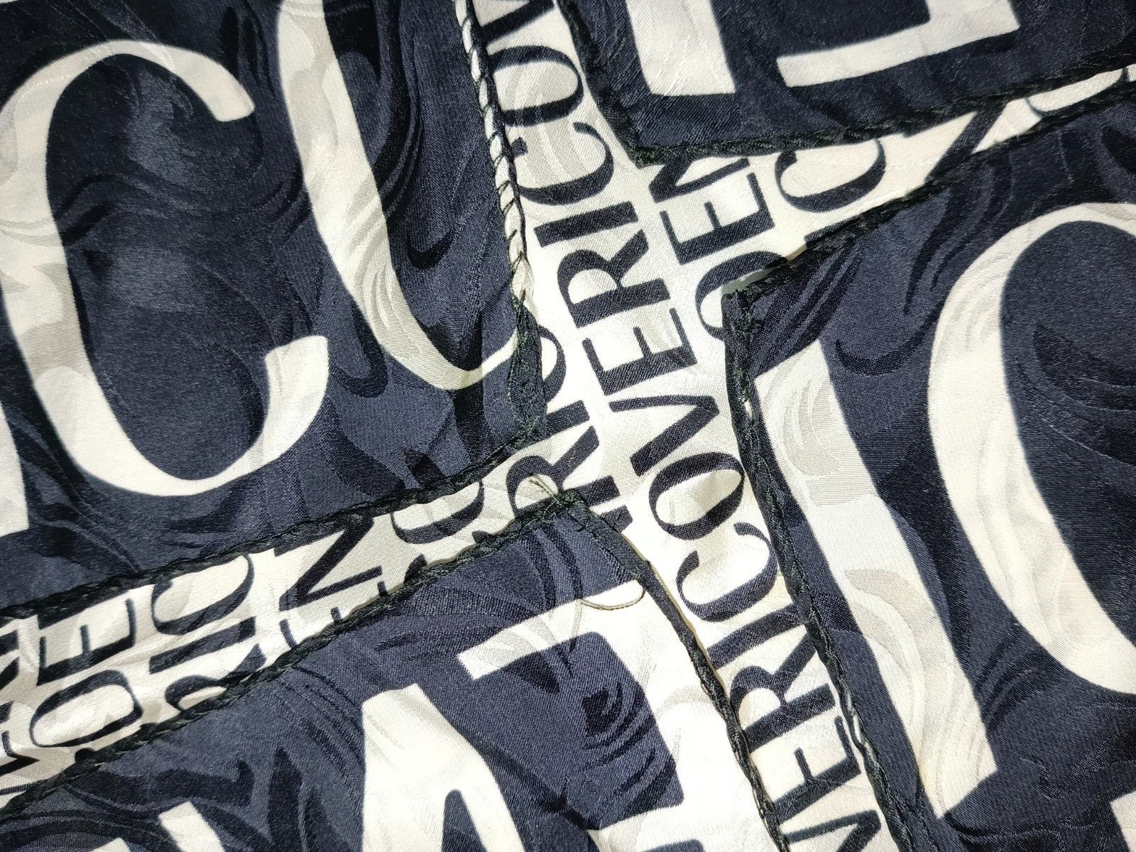 Enrico Coveri ENRICO COVERI Italy Logo Monogram Black White Silk Scarf Size ONE SIZE - 12 Thumbnail