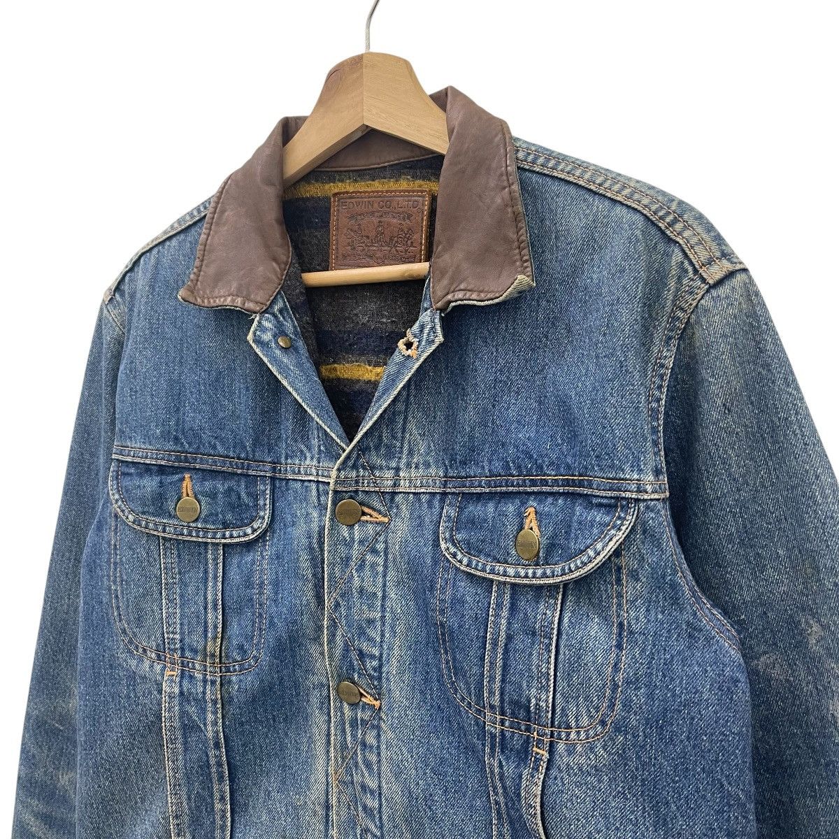 Edwin Vintage Edwin Blanket Lined Denim Trucker Jacket Size US S / EU 44-46 / 1 - 8 Thumbnail