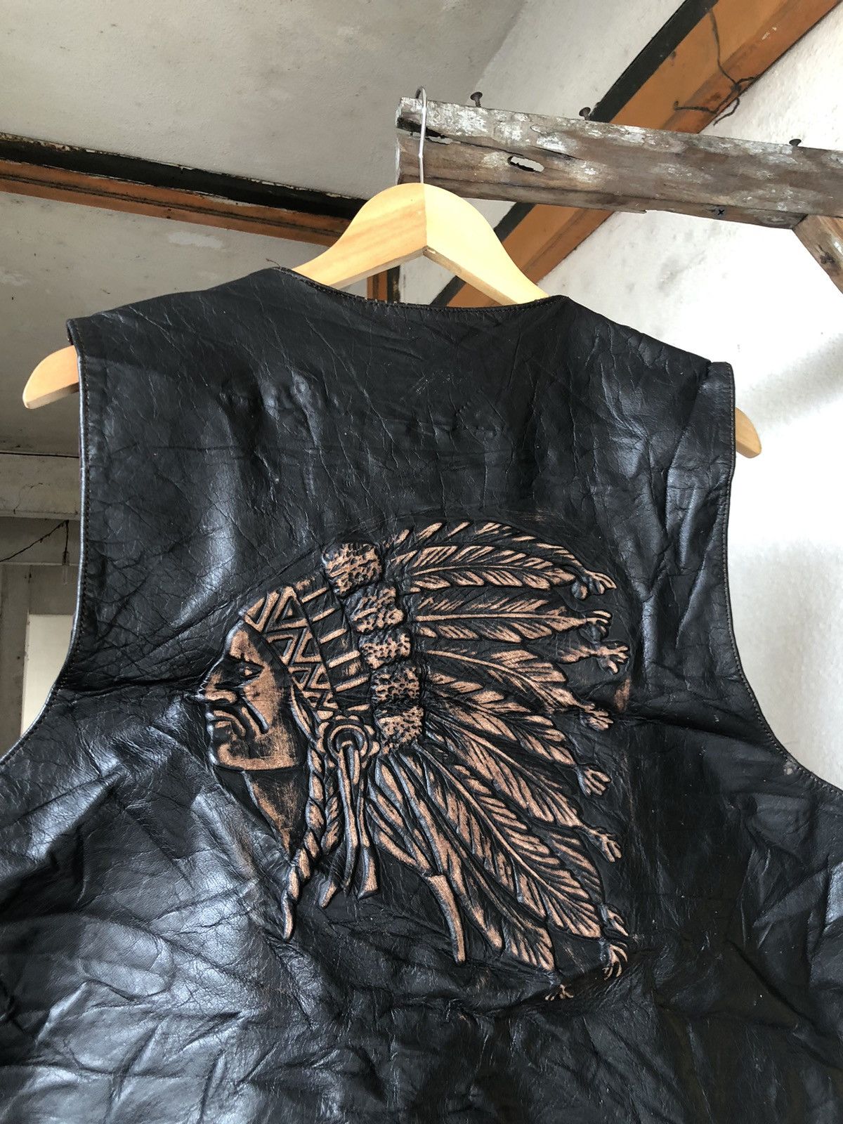 Vintage Vintage Unik Indian Head Leather Vest Like Perfecto Size US XL / EU 56 / 4 - 7 Thumbnail
