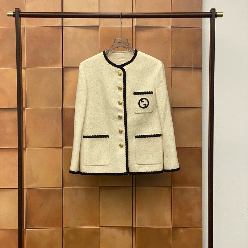 Gucci Gucci New beige embroidered double G gold buckle tweed jack Size XS / US 0-2 / IT 36-38 - 1 Thumbnail