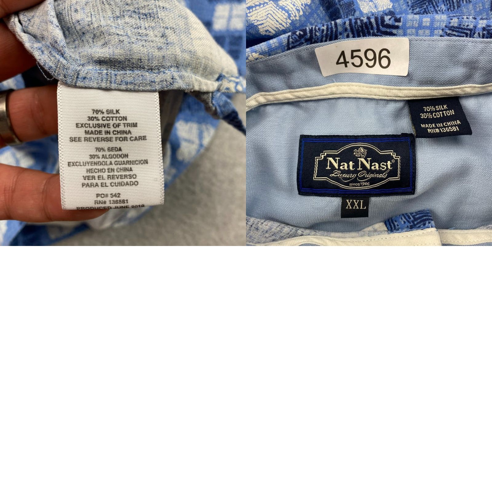 Nat Nast Nat Nast Button-Up Shirt Mens 2XL Geometric Multicolor Silk Blend Short Sleeve Pocket Shirt Size US XXL / EU 58 / 5 - 9 Thumbnail