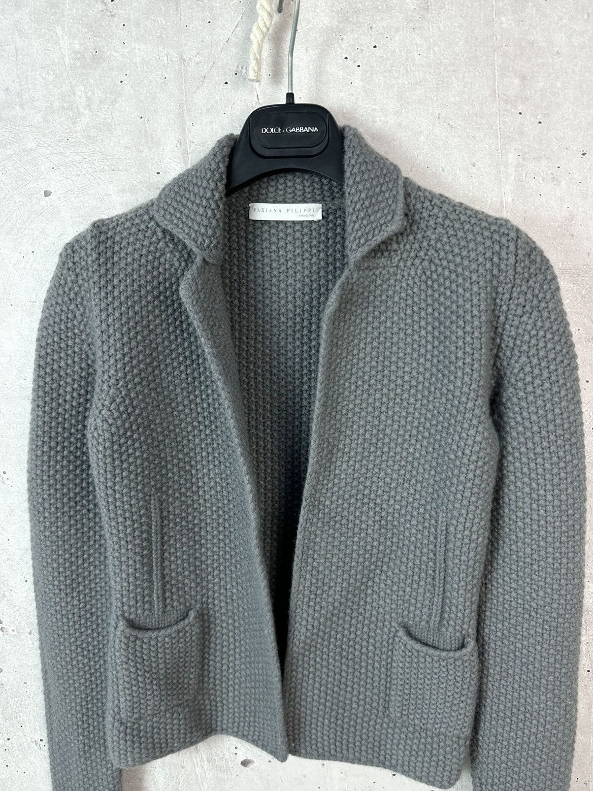 Fabiana Filippi Fabiana Filippi Made in Italy Grey Knit Long Sleeve Blazer Size XS / US 0-2 / IT 36-38 - 2 Thumbnail