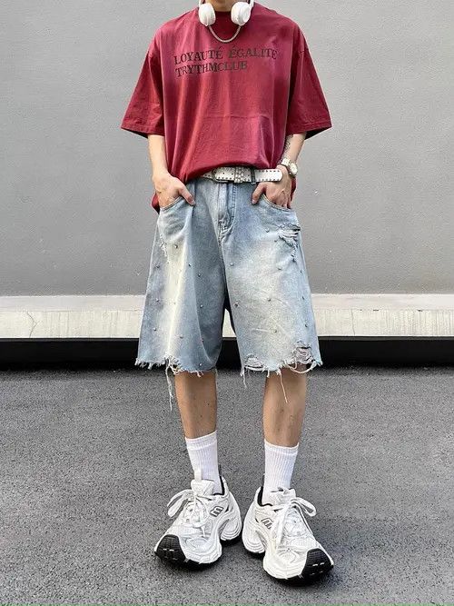Japanese Brand × Jean Hot Drilling Holes Burr Jorts Size US 32 / EU 48 - 1 Thumbnail