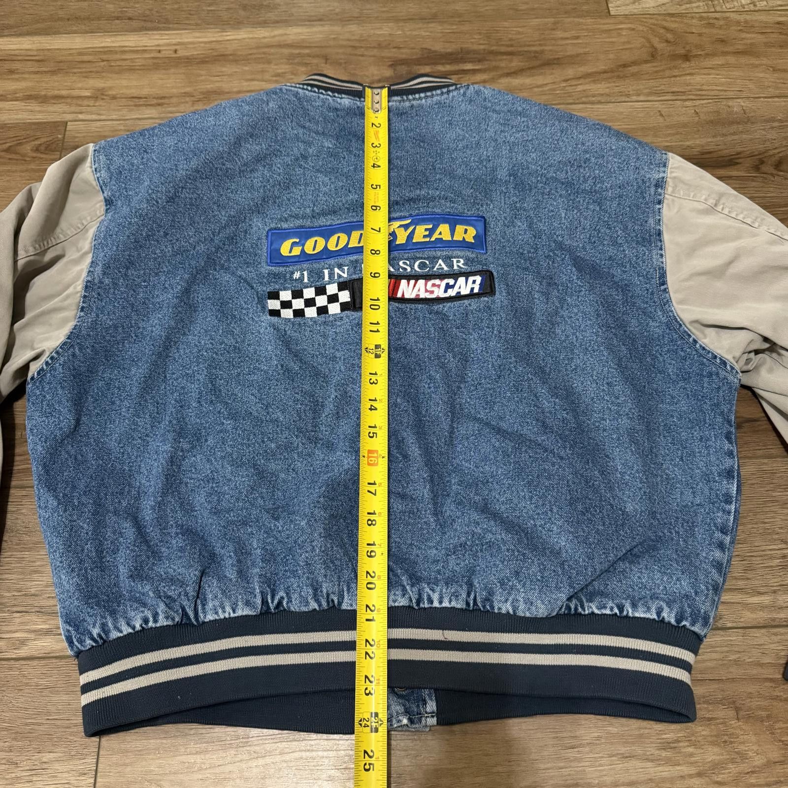 Swingster Vintage 90s NASCAR Goodyear Varsity Denim Bomber Jacket Size US L / EU 52-54 / 3 - 8 Thumbnail