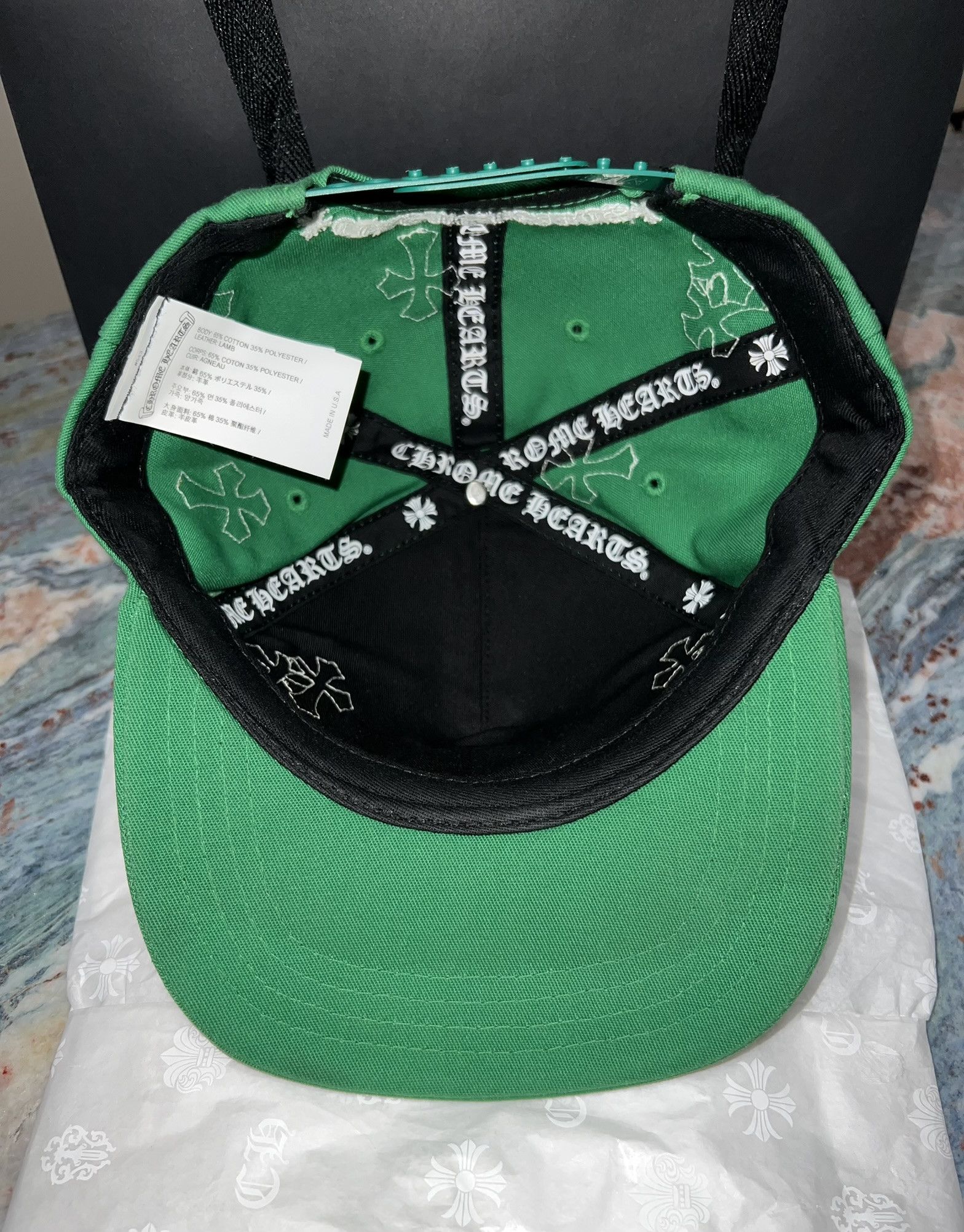 Chrome Hearts Chrome Hearts Cross Patch Baseball Hat (Green) Size ONE SIZE - 3 Thumbnail