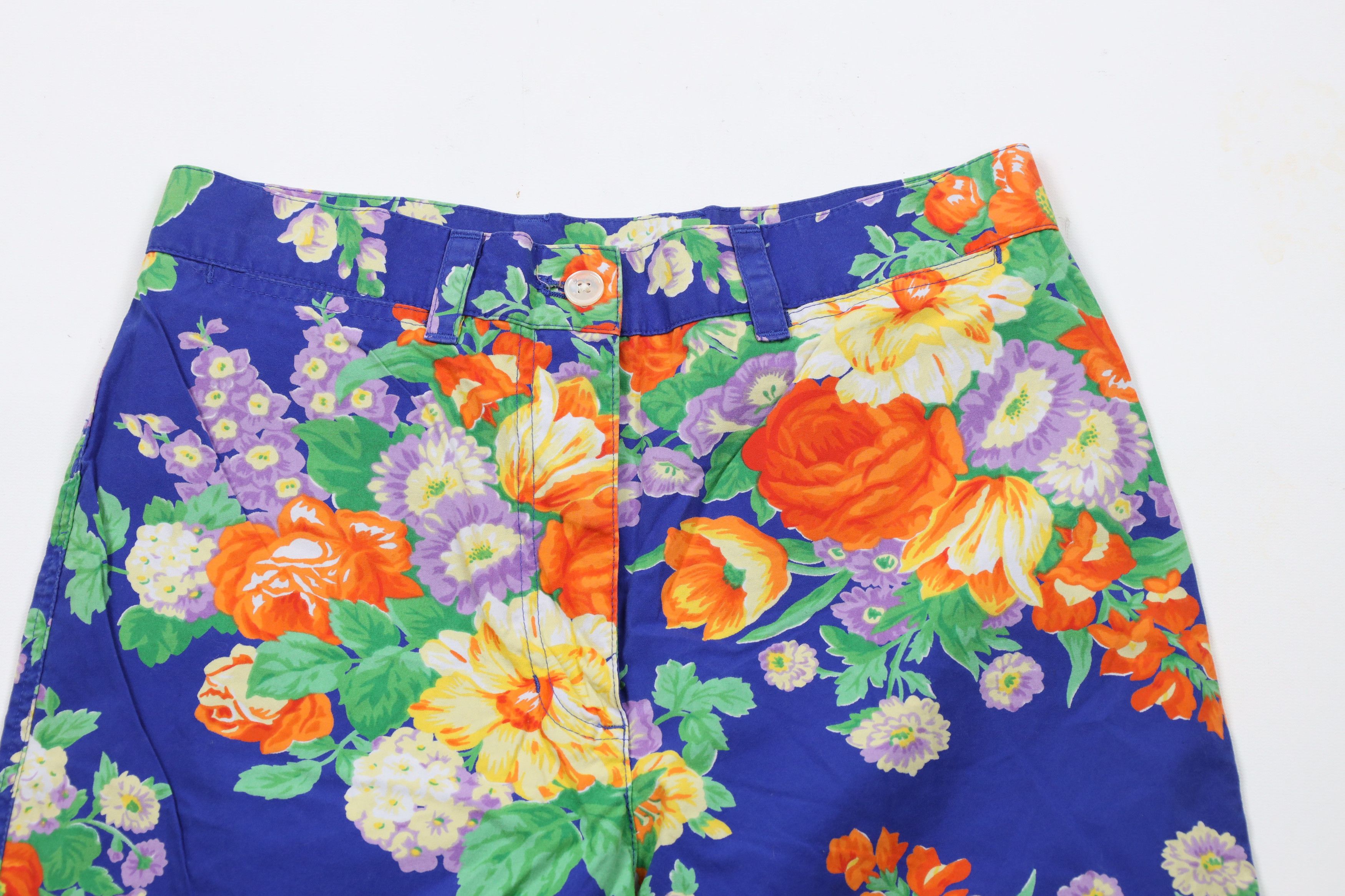 Ralph Lauren × Vintage Vintage 90s Ralph Lauren Flared Flower Capris Pants Cotton Size 30" / US 8 / IT 44 - 2 Thumbnail