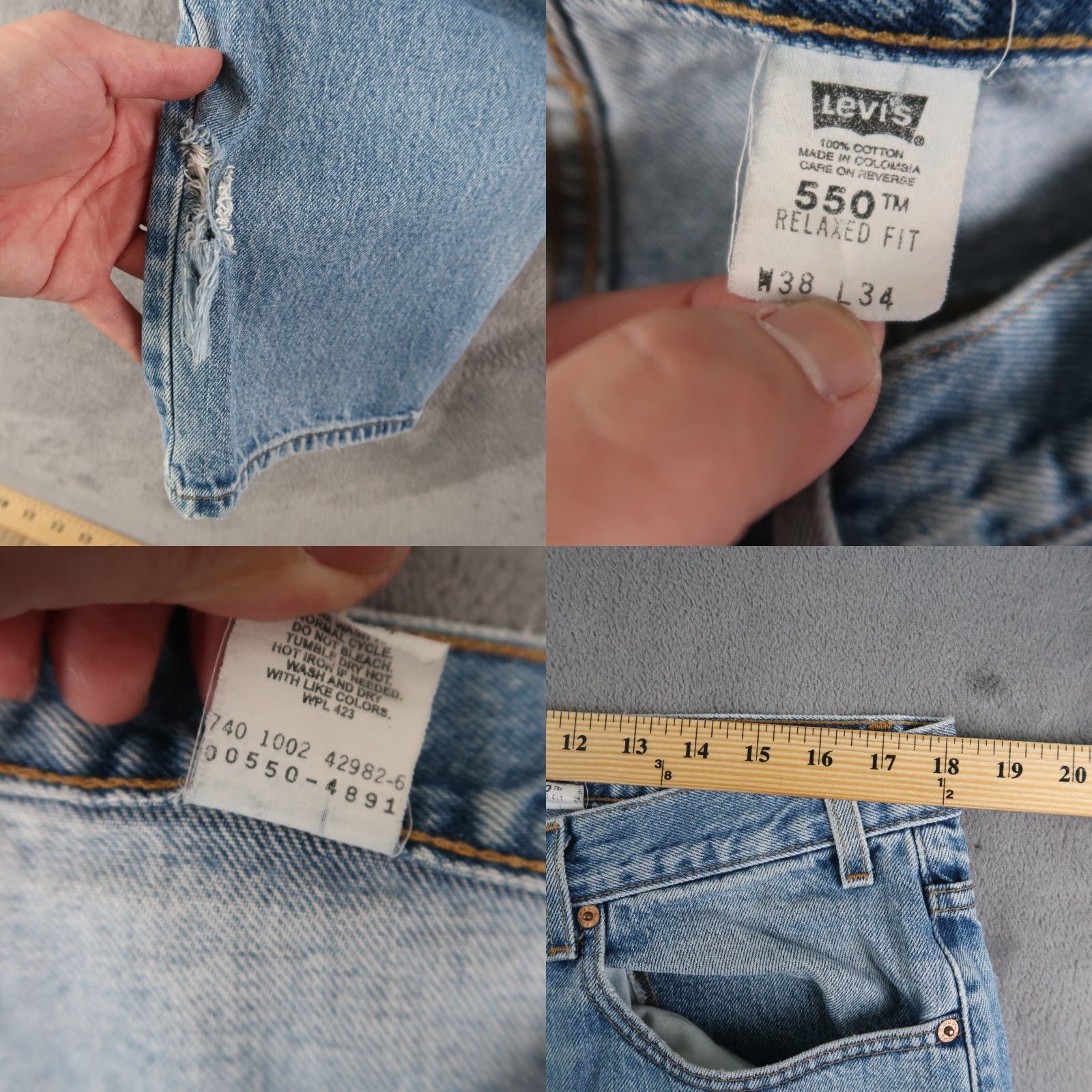 Levi's VINTAGE Levi's 550 Jeans Men 38x34 36x33 Relaxed Fit Denim Blue 90s USA Belt Loops 5-Pocket Size US 38 / EU 54 - 8 Thumbnail