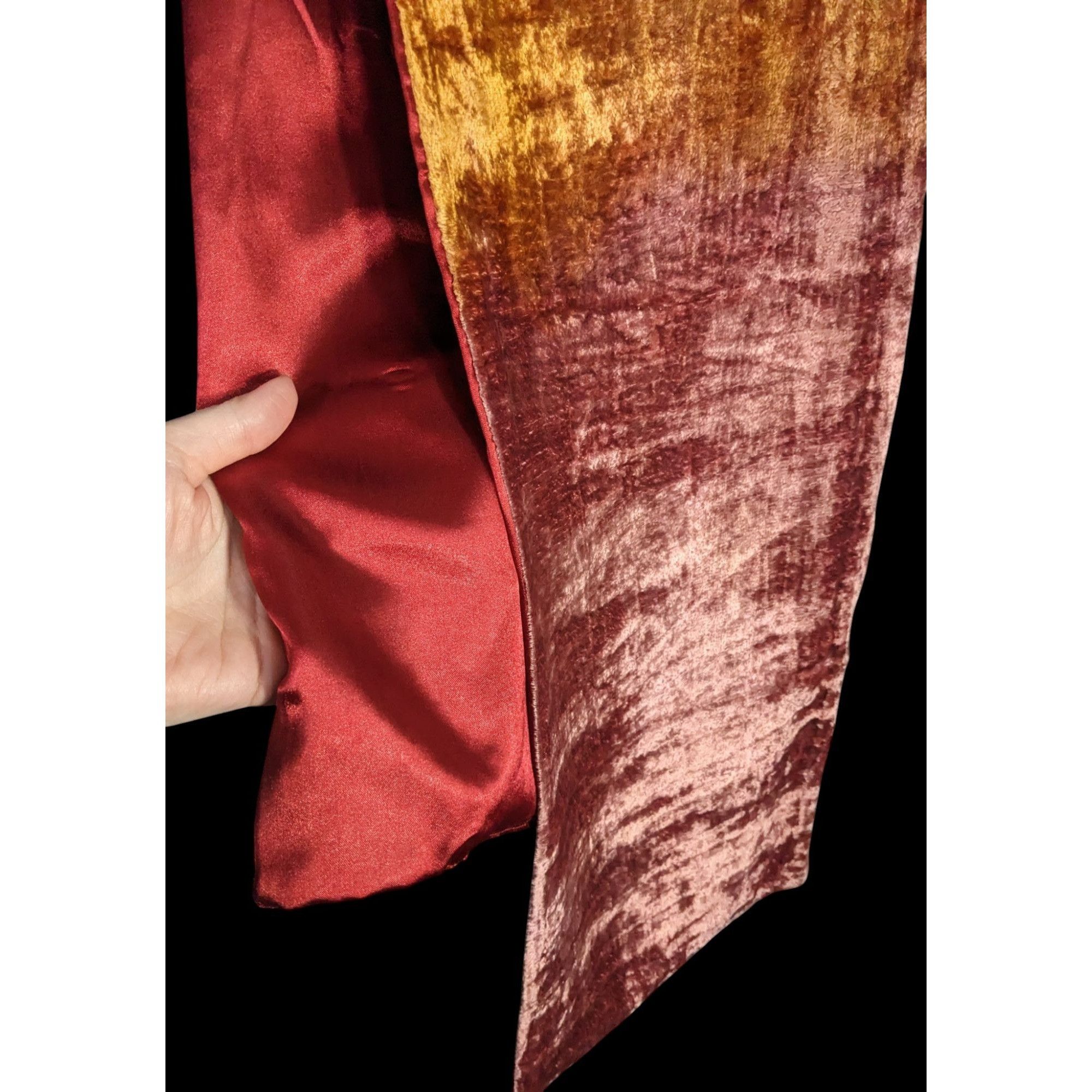 Other Vintage One If By Land Velvet Scarf Ombre Red Gold Pink 60"x Size ONE SIZE - 3 Thumbnail