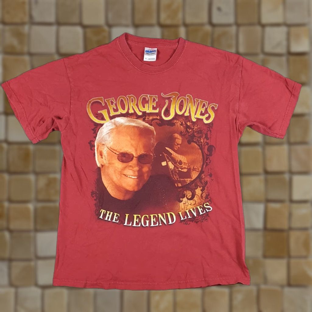 Gildan VINTAGE George Jones Honky-Tonk Country T Shirt Mens Size M Red Cotton Embroidered Logo Tour 90s 00s Western Music Legend Size US M / EU 48-50 / 2 - 1 Thumbnail