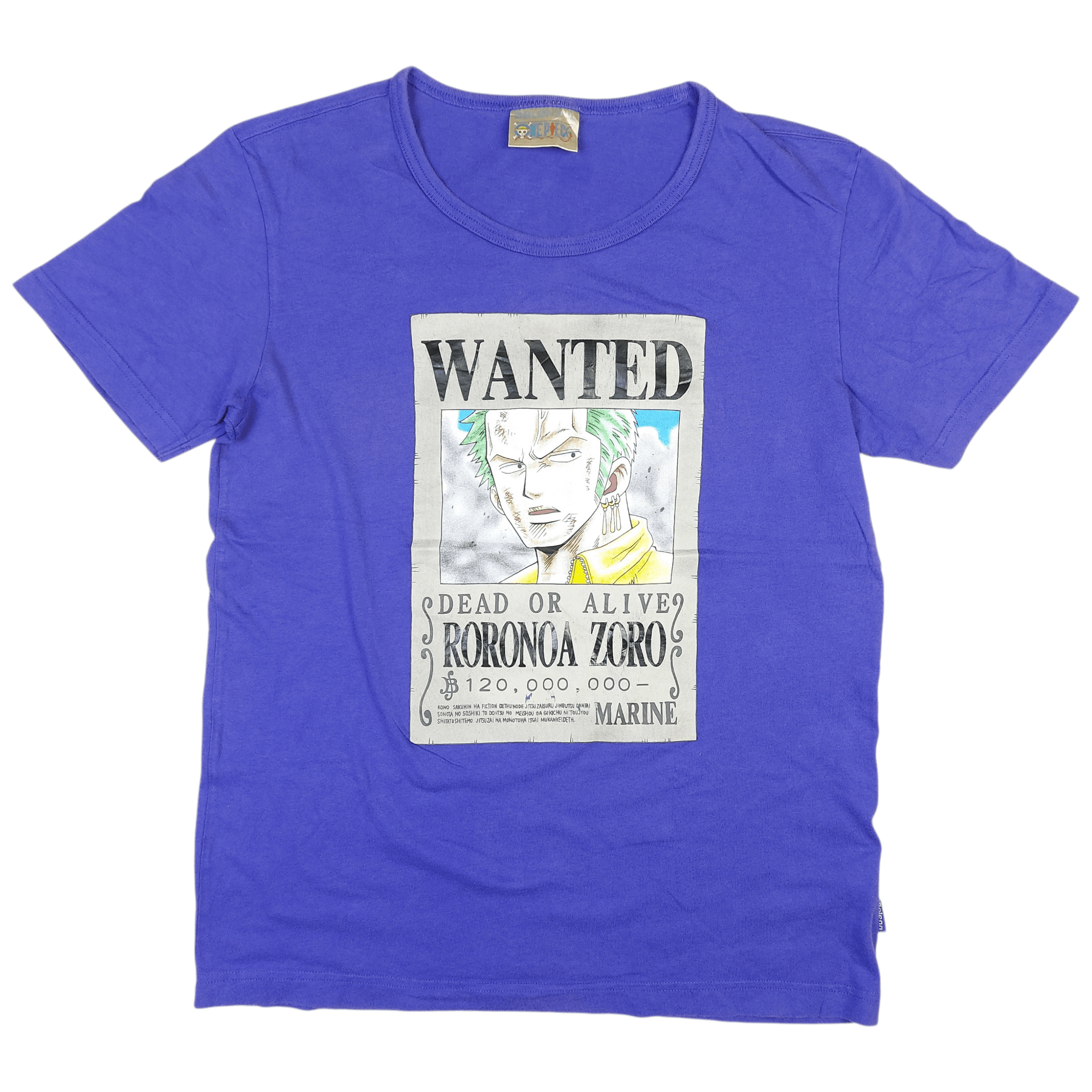 Anime Vintage 2007 One Piece Anime Roronoa Zoro Wanted Poster TEE Size US M / EU 48-50 / 2 - 1 Thumbnail