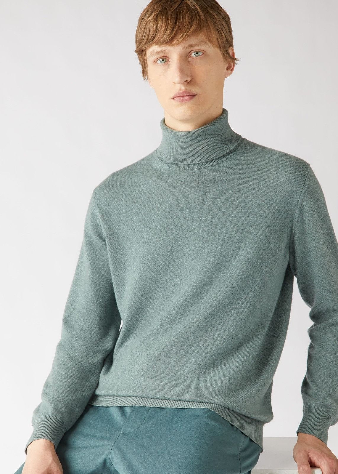 image of Loro Piana O1Loc1C0124 Turtleneck Sweater In Mint Green, Men's (Size Large)