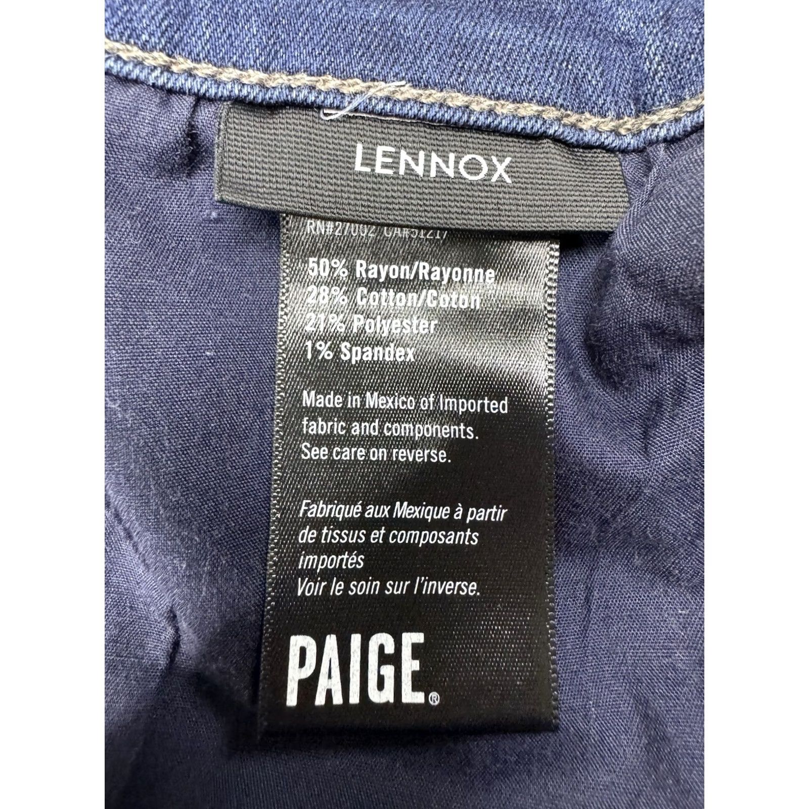 Paige PAIGE Lennox Slim Fit Stretch Performance Casual Jeans Mens 33x29 Blue Size US 33 - 3 Thumbnail