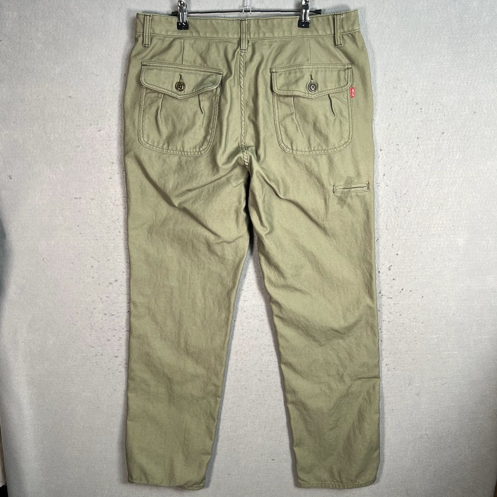 Olive VINTAGE Acapulco Gold Chino Pants Men 34 Olive Green Straight Leg Adult 34 Green 90s Mens Size US 34 / EU 50 - 2 Thumbnail