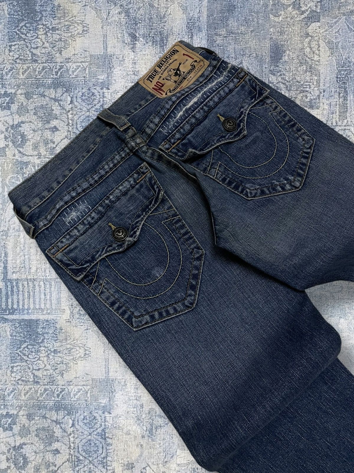 True Religion Vintage 90s Designer True Religion Distressed Flared Denim Size US 31 - 14 Thumbnail