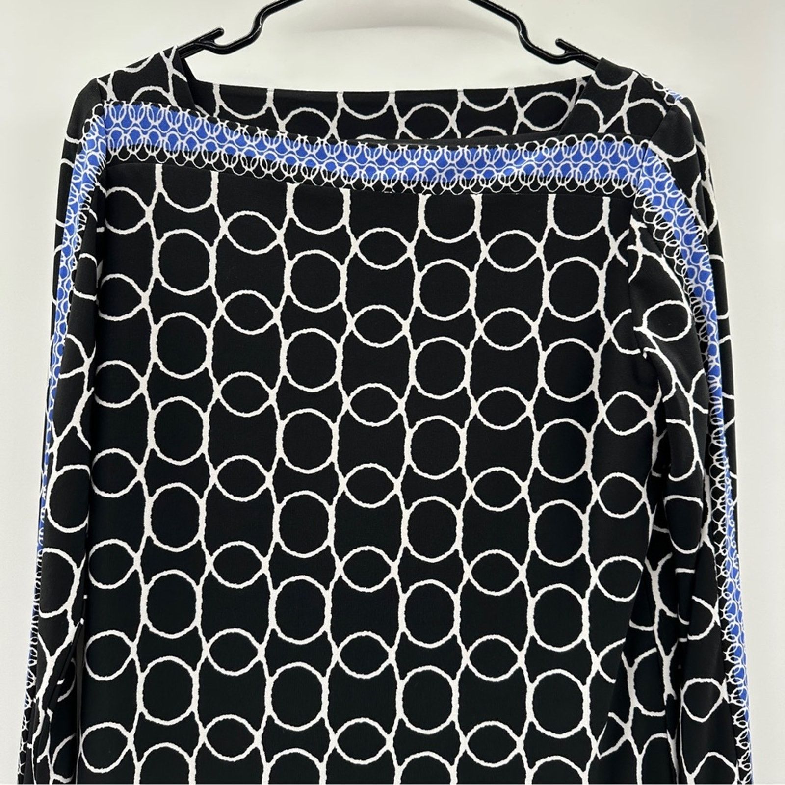 Joseph Ribkoff Joseph Ribkoff Black White Blue Long Sleeve Shift Dress Sz 8 Size M / US 6-8 / IT 42-44 - 4 Thumbnail