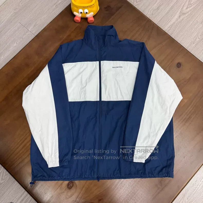 Balenciaga Balenciaga Blue and White Embroidered Logo Patchwork Windb Size US S / EU 44-46 / 1 - 1 Thumbnail