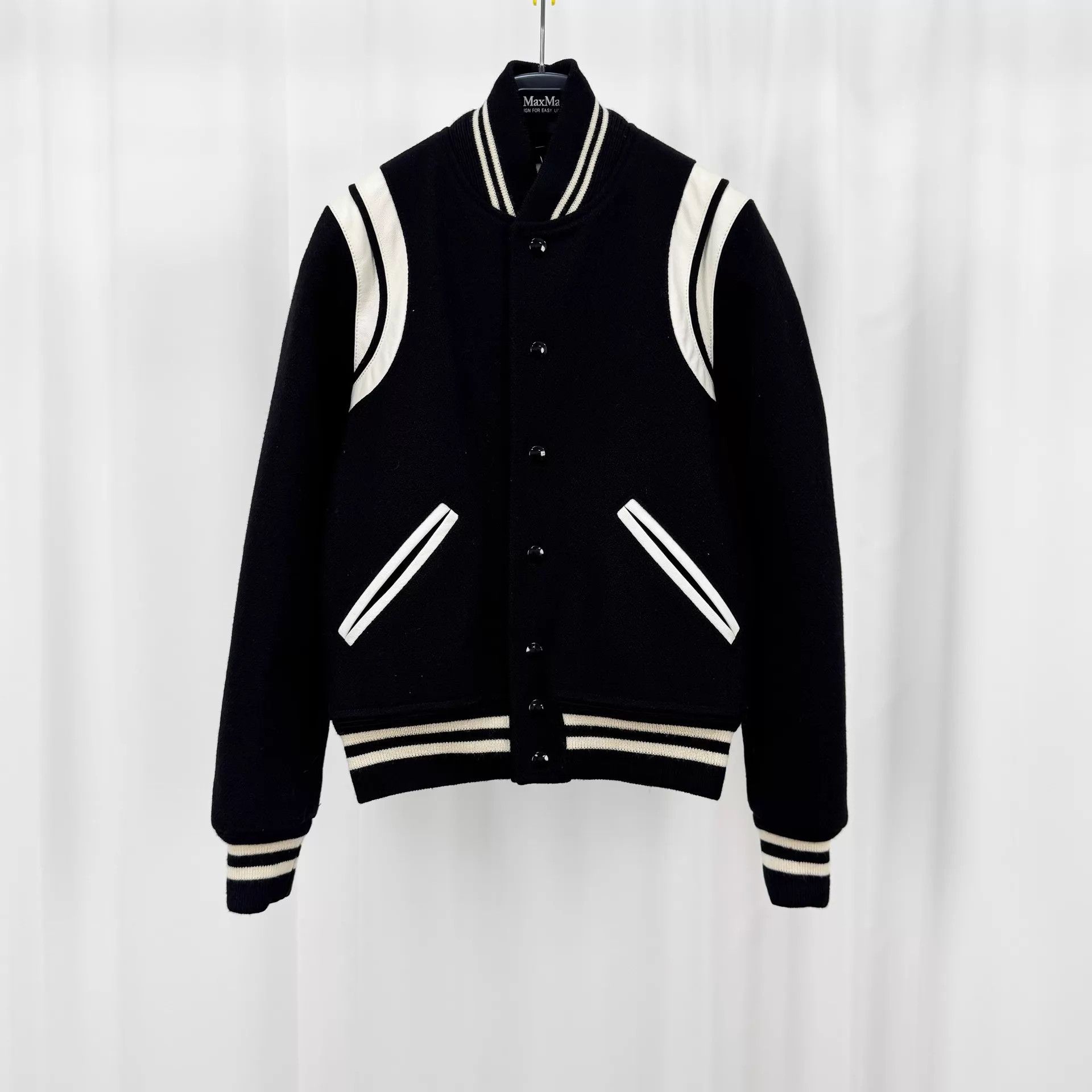 Saint Laurent Paris Saint Laurent B&W Wool Baseball Jkt F36 98N 11k Size XS / US 0-2 / IT 36-38 - 1 Thumbnail