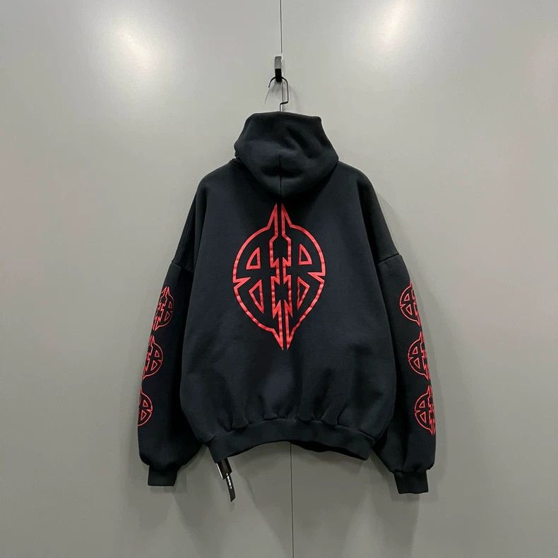 Balenciaga Balenciaga Black Double B Pattern Printed Unicorn Hoodie Size US M / EU 48-50 / 2 - 2 Thumbnail