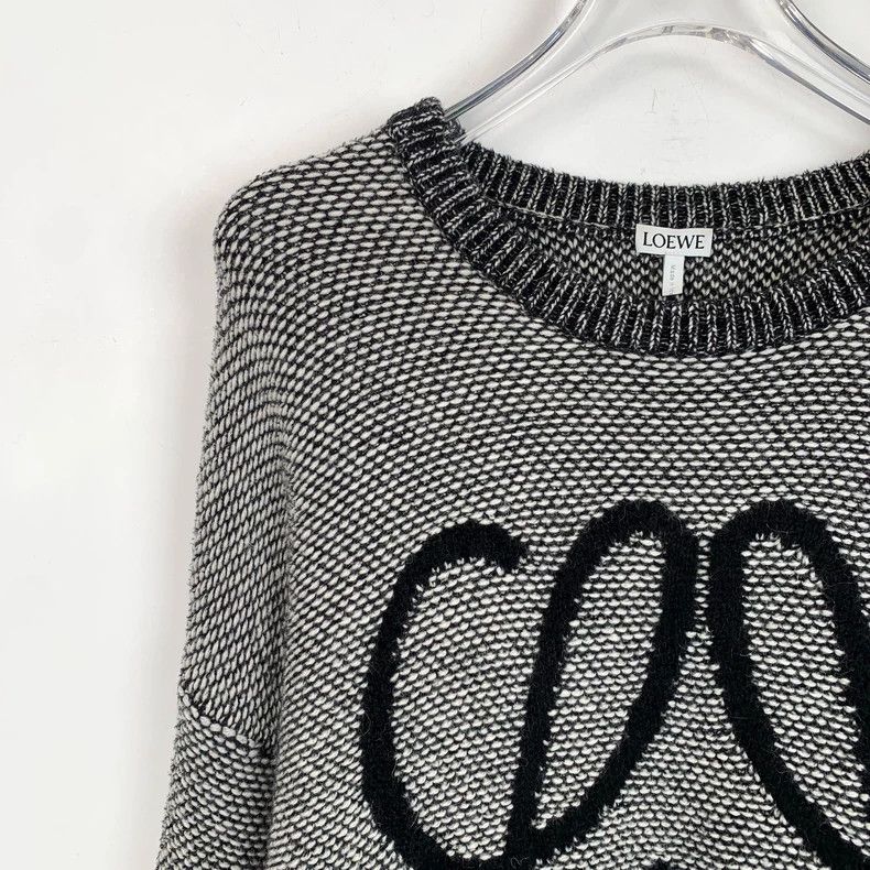 Loewe Loewe Dark grey logo embroidered alpaca wool round neck lo Size M / US 6-8 / IT 42-44 - 3 Thumbnail