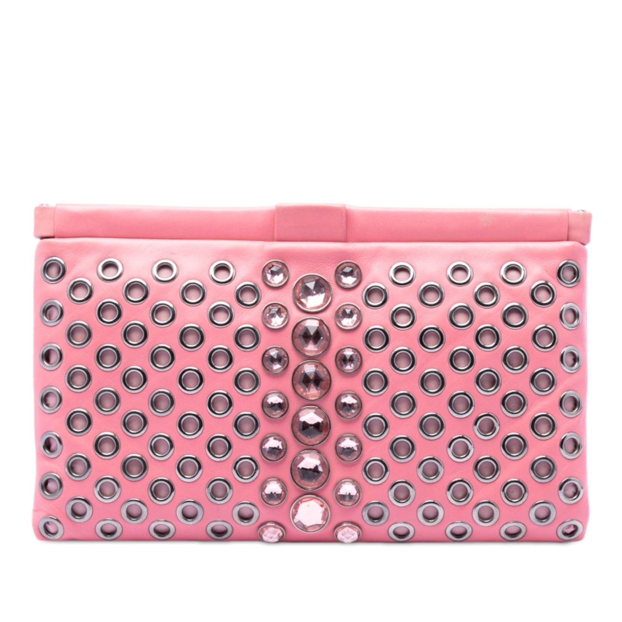 Miu Miu Nappa Grommet Crystal Embellished Clutch Size ONE SIZE - 1 Thumbnail