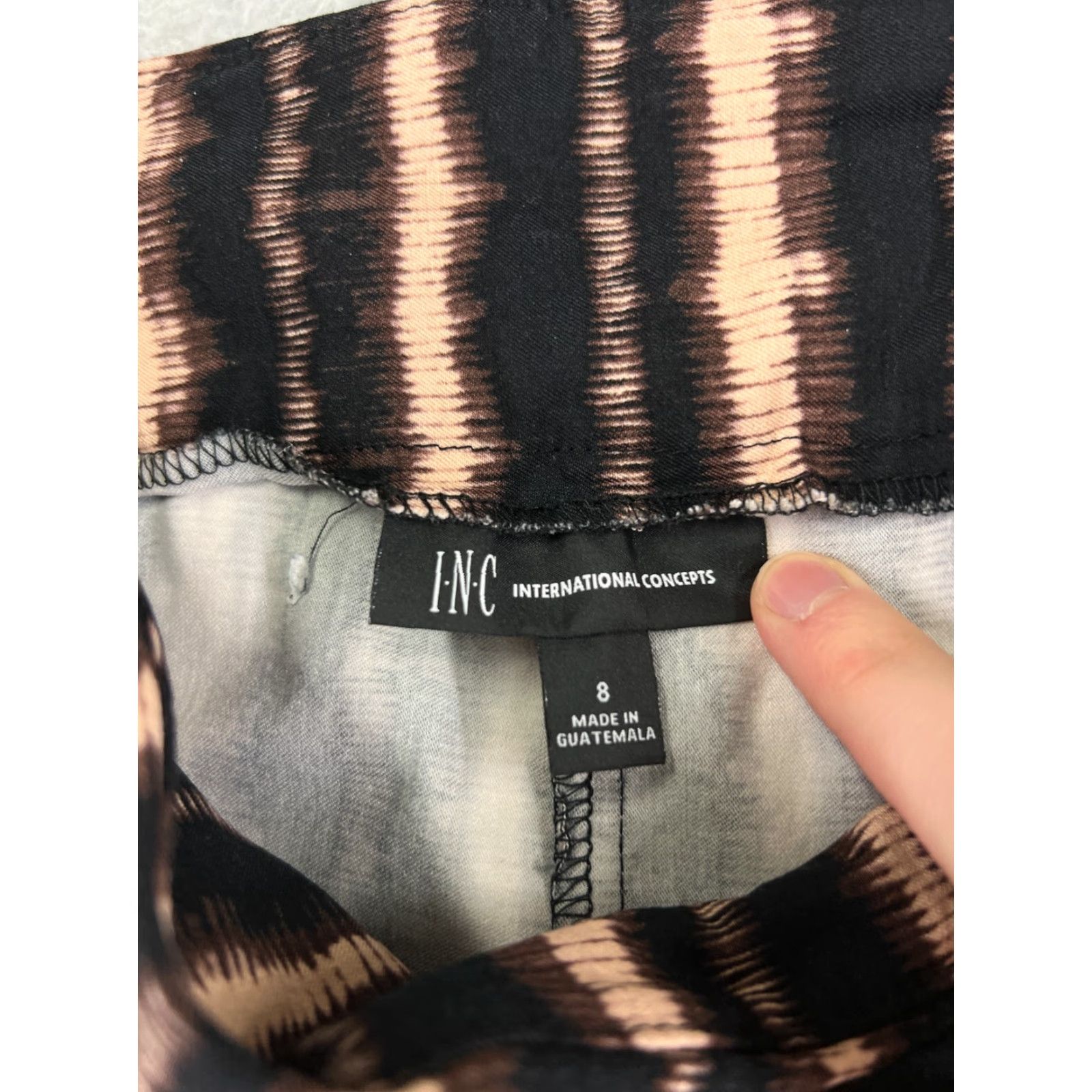 Vintage INC International Concepts Women's Leggings Adult Size 8 Black Beige Striped Casual Athletic Comfortable Size 30" / US 8 / IT 44 - 3 Thumbnail