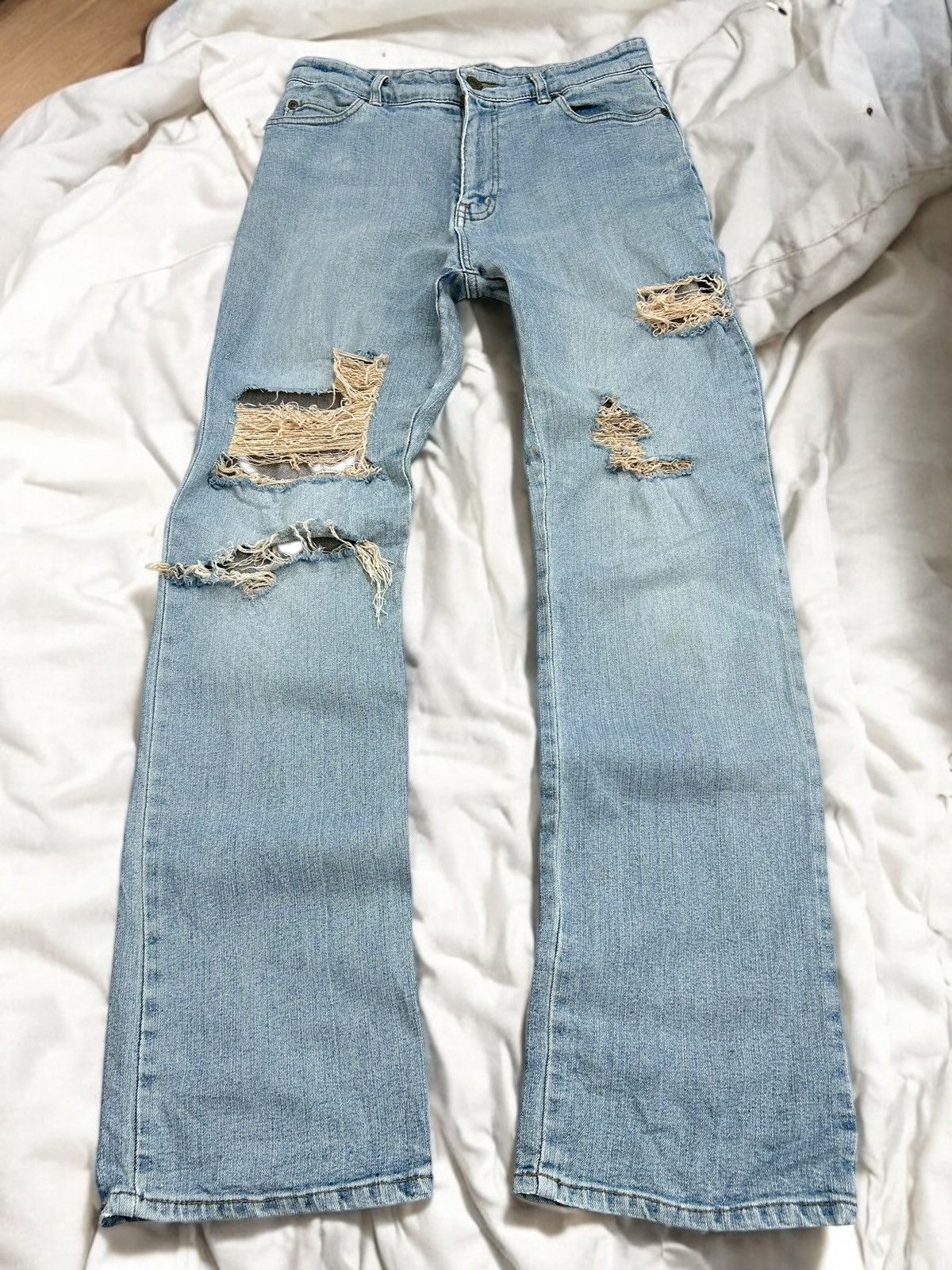 20471120 × Japanese Brand Daily Topic Japan Light Blue Jean Distressed Grunge Style Size US 28 / EU 44 - 1 Thumbnail