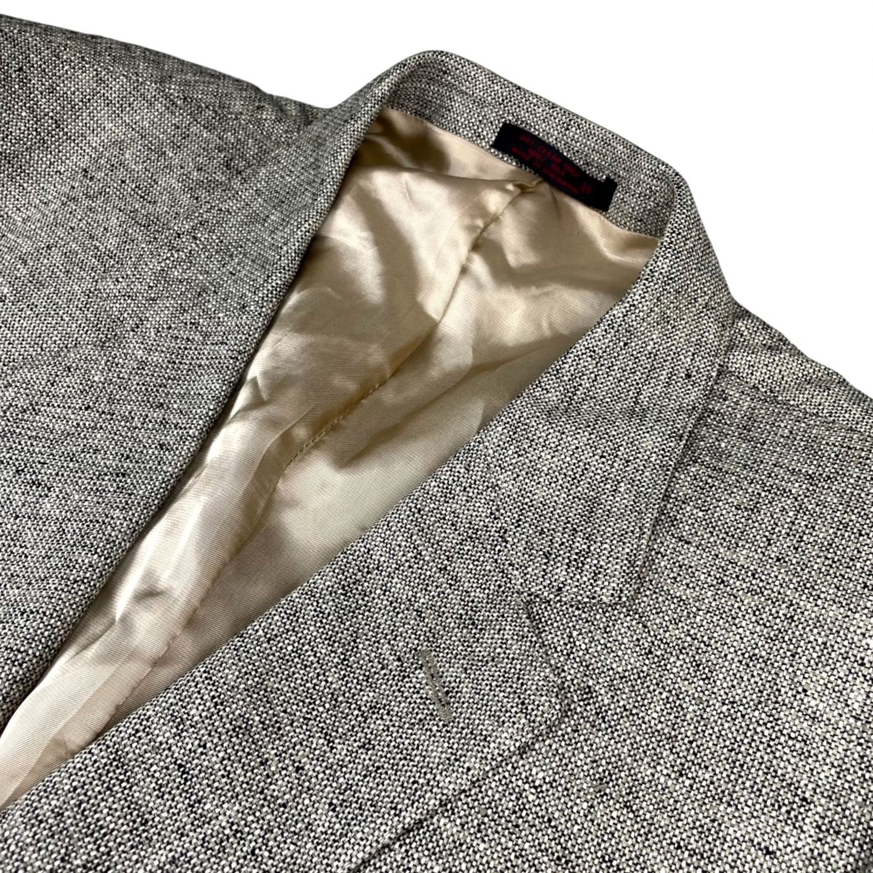 Vintage VINTAGE English Manor Blazer Jacket Beige/Black 2-Button 100% Silk Tweed 48R Mens Size 48R - 2 Thumbnail