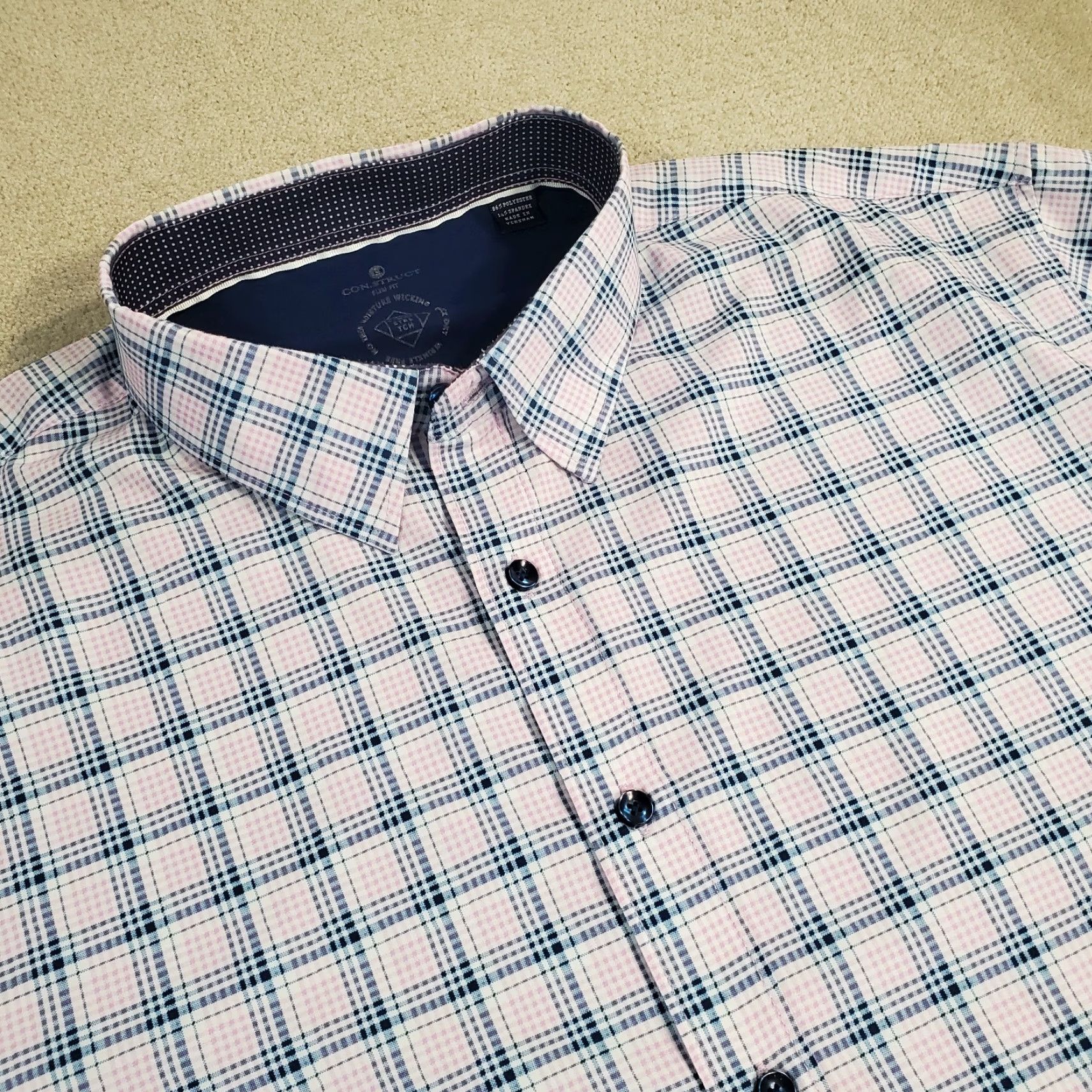 Vintage Con.Struct Shirt Mens 2XL White Plaid Button-Up 4 Way Stretch Casual Size US XXL / EU 58 / 5 - 2 Thumbnail
