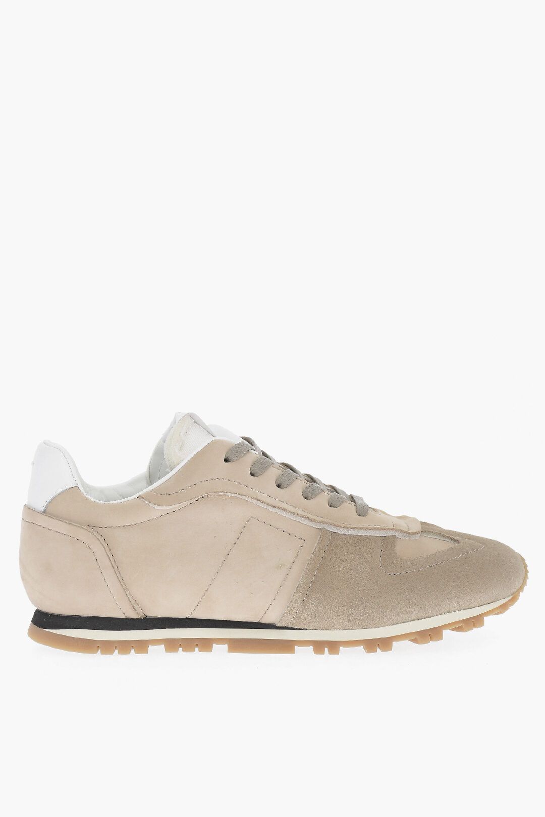 image of Maison Margiela Og1Mm0424 Suede Low-Top Sneakers In Beige Brown, Men's (Size 11)