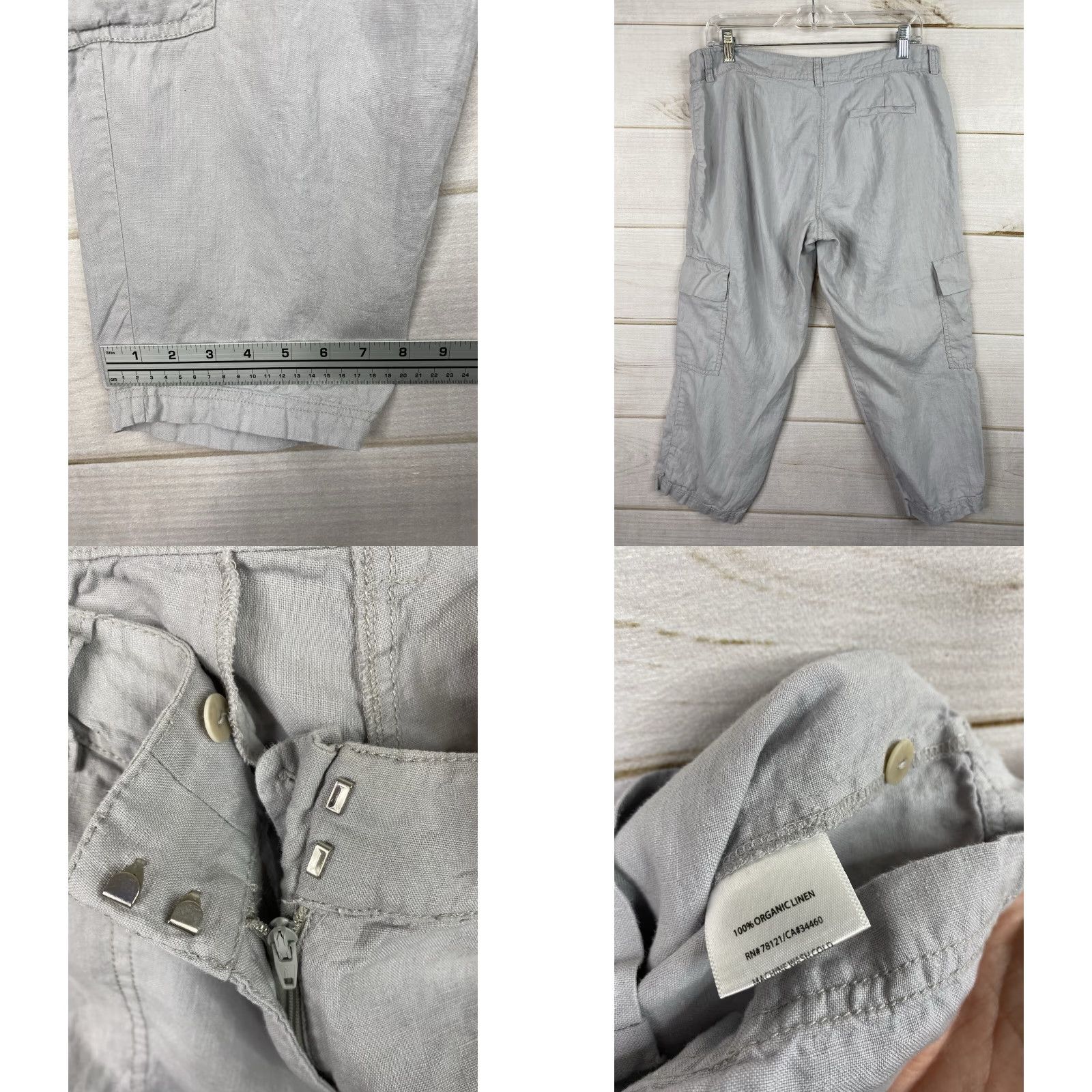 Eileen Fisher Eileen Fisher Linen Cargo Pants Womens 10 Gray Crop Capri Pockets Size 32" / US 10 / IT 46 - 8 Thumbnail