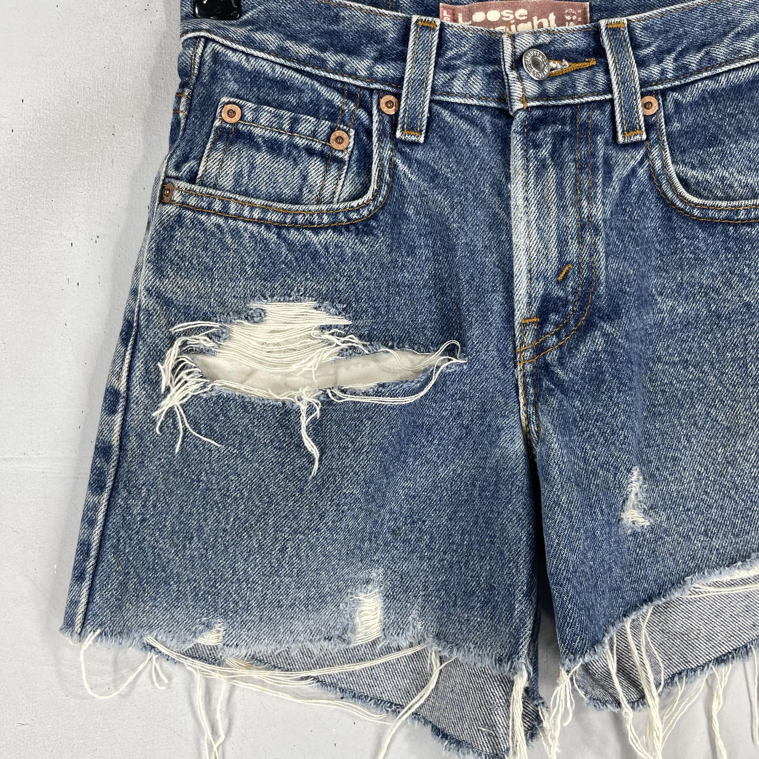 Levi's Size 23 Vintage Distressed Levis 569 Cutoff Ripped Jeans Size 23" - 3 Thumbnail