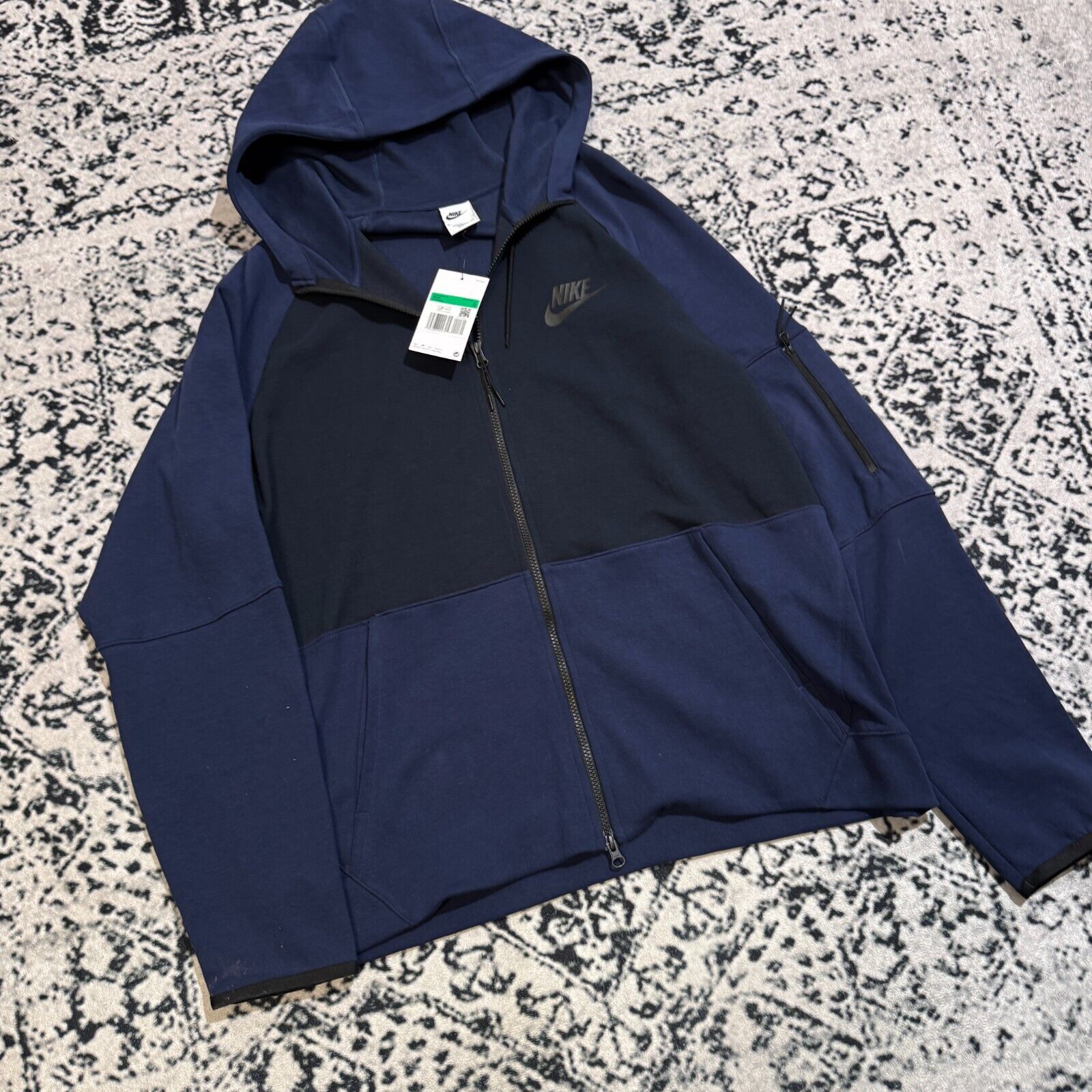 Nike × Vintage Vintage Nike Navy Cotton Hoodie Zip Size XL Y2K Tech Fleece Size US XL / EU 56 / 4 - 3 Thumbnail