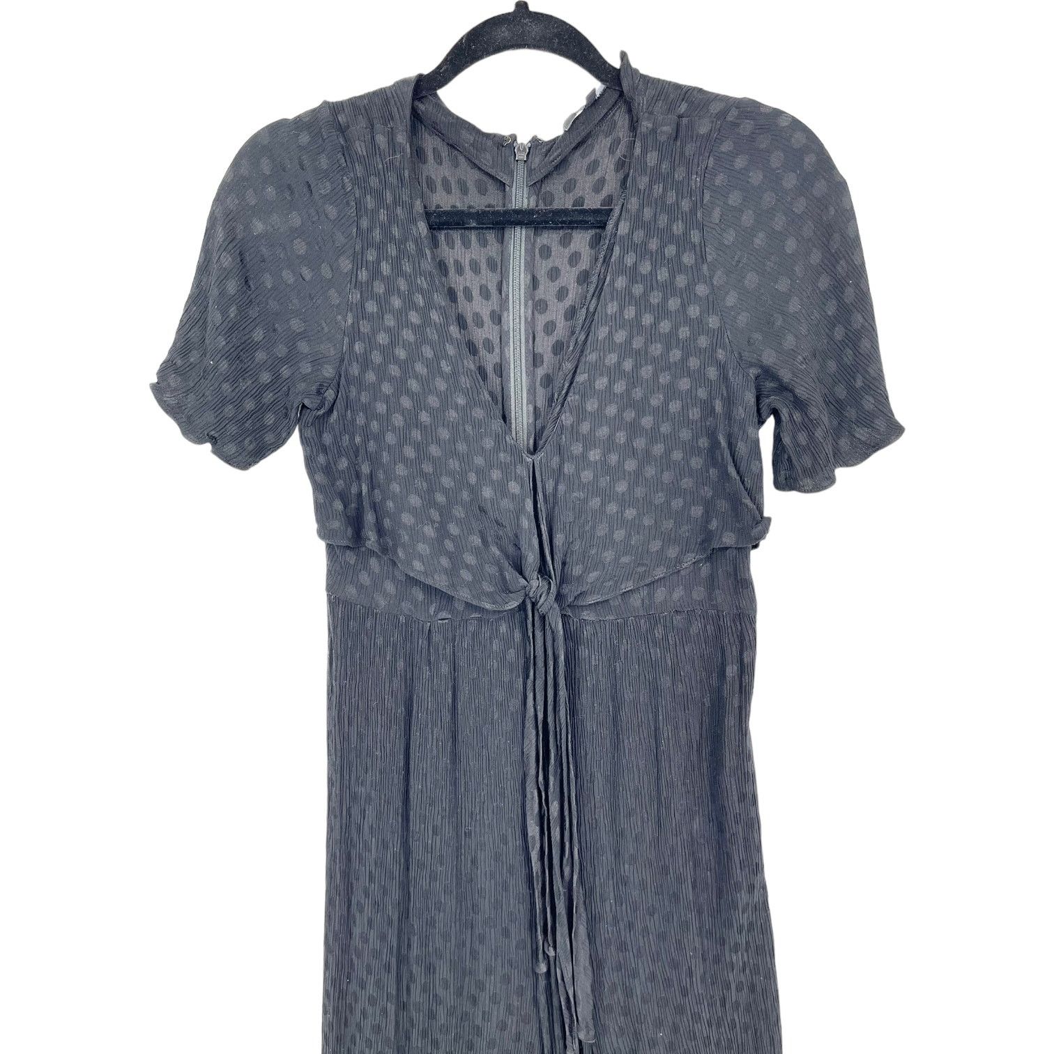 Madewell Madewell Black Dot Jacquard Deep-V Short Sleeve Jumpsuit 2 Size 26" / US 2 / IT 38 - 6 Thumbnail