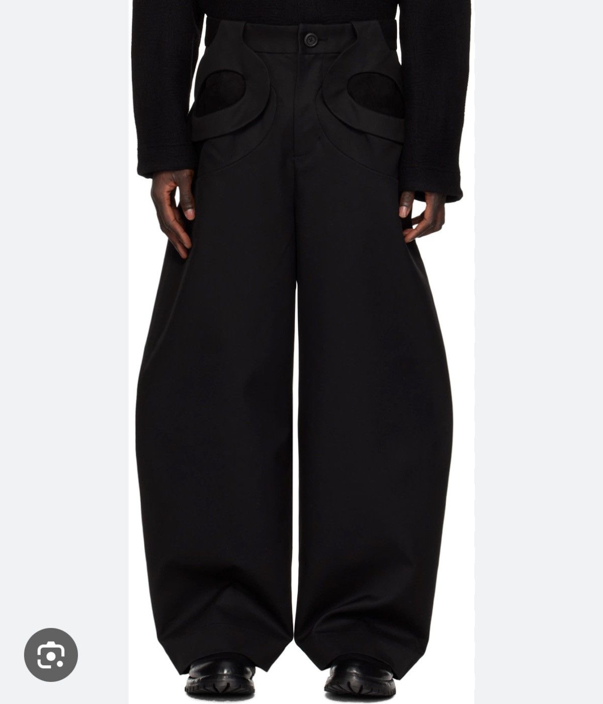 pet-tree-kor pet-tree-kor Black Sarracenia Wide Leg Trousers Size 48 Size US 32 / EU 48 - 2 Thumbnail