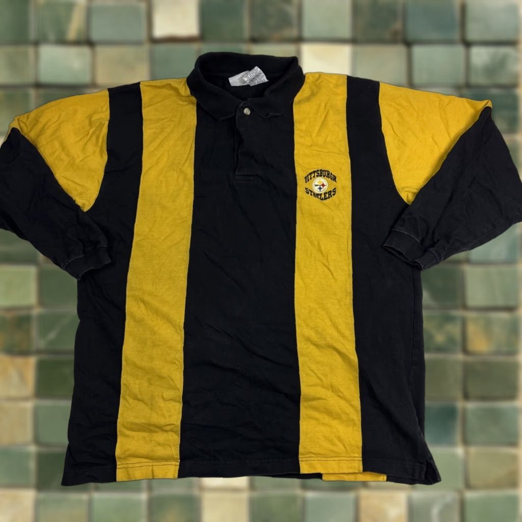 Vintage VINTAGE Edge Pittsburgh Steelers Long Sleeve Rugby Polo Collared 1999 Large Stripe Mens L Black Size US L / EU 52-54 / 3 - 1 Thumbnail