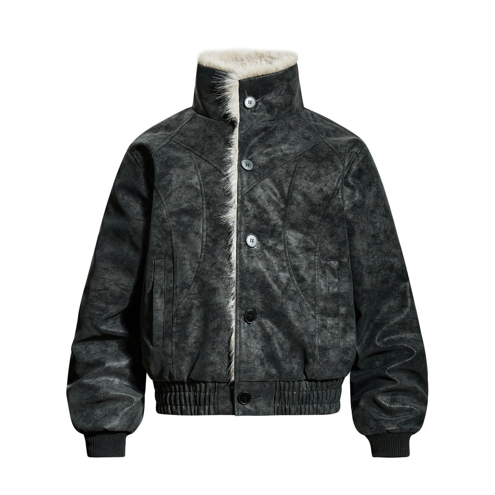 Faux Fur Lined Bomber Jacket Cozy Winter Outerwear