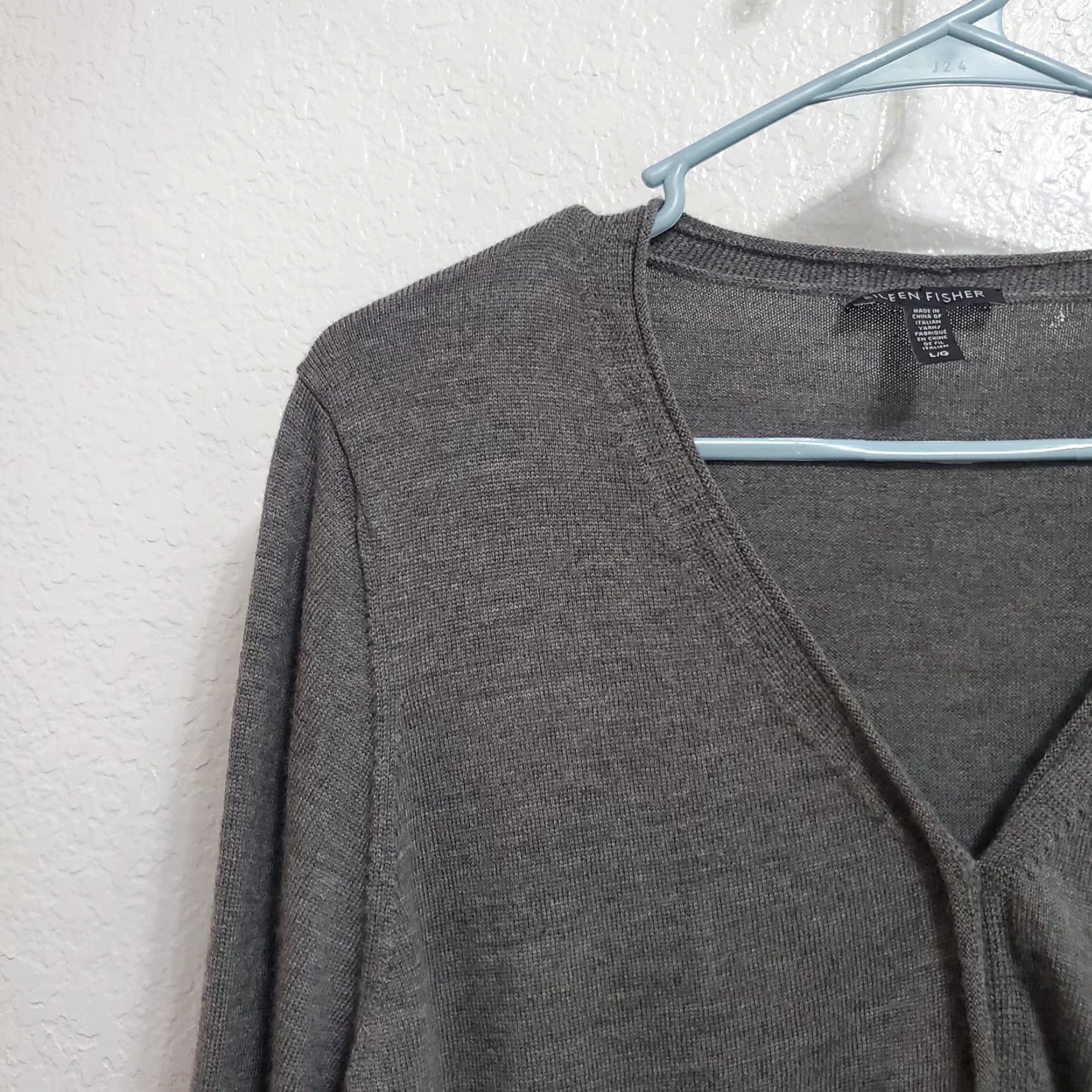 Eileen Fisher VINTAGE Eileen Fisher Cardigan Sweater Womens L Gray 100% Merino Wool Button Front Size L / US 10 / IT 46 - 5 Thumbnail